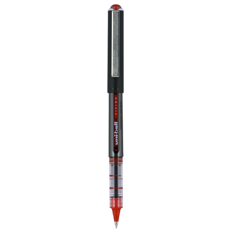 uniball Vision Rollerball Pen, Micro Point, 0.5mm, Red Ink, 12/Pack