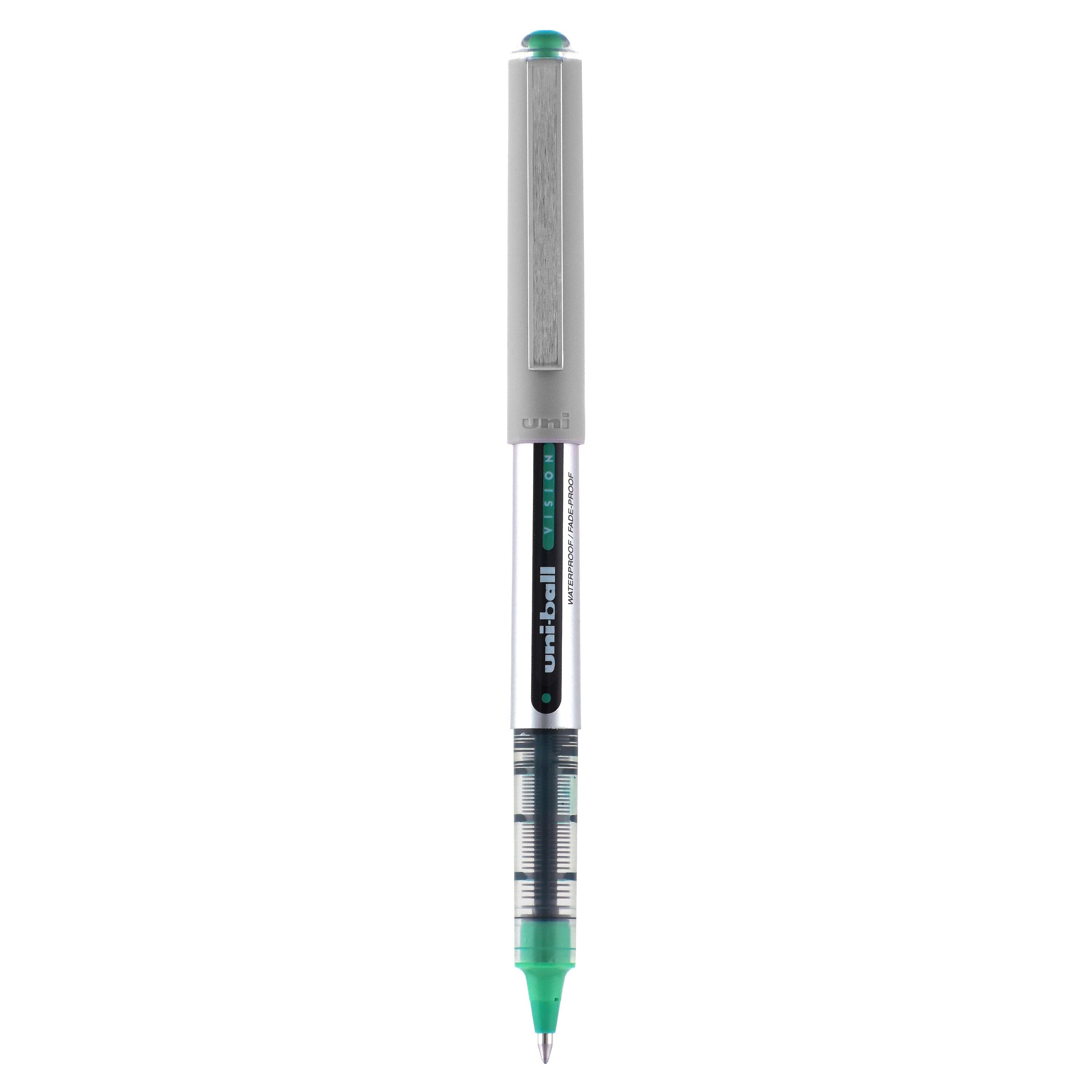 uniball Vision Rollerball Pens, Fine Point, 0.7mm, Green Ink