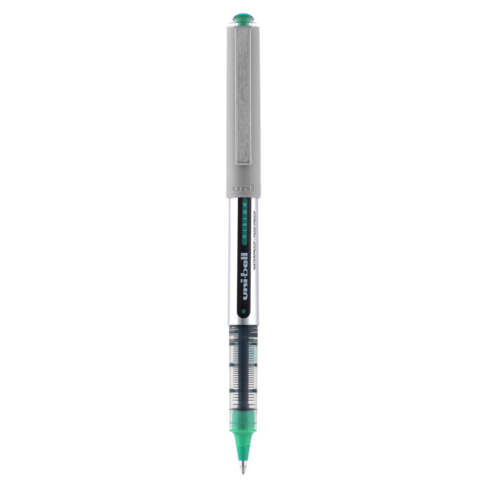 uniball Vision Rollerball Pens, Fine Point, 0.7mm, Green Ink