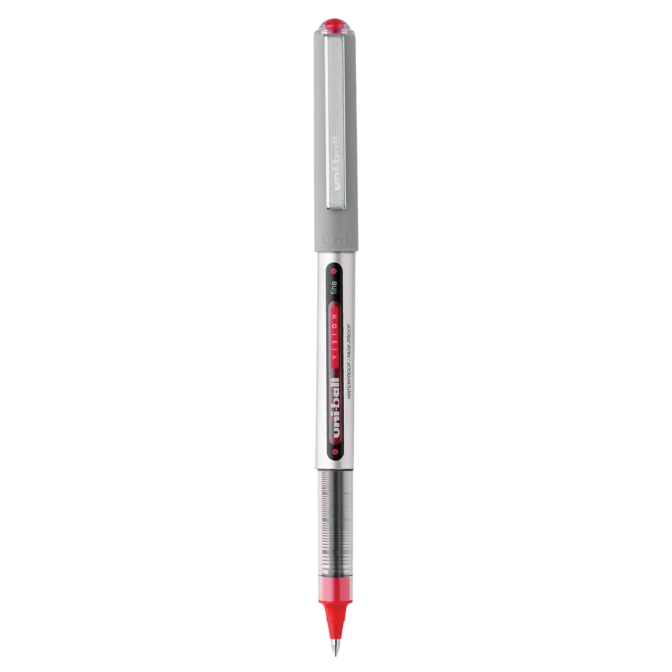 uniball Vision Rollerball Pens, Fine Point, 0.7mm, Red Ink