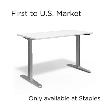 Union & Scale™ 55"W Electric Rectangular Adjustable Standing Desk with Micro Movements, White