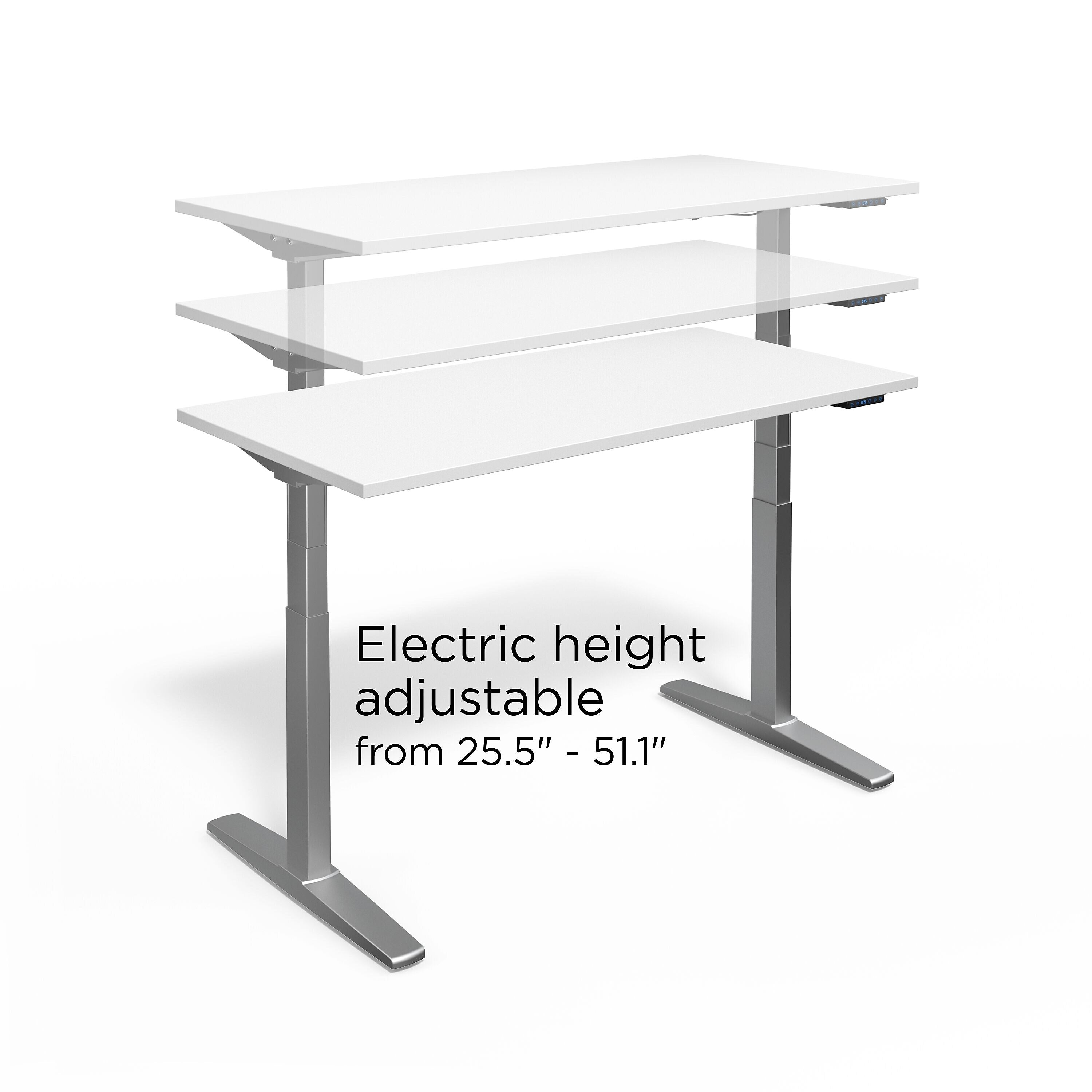 Union & Scale™ 55"W Electric Rectangular Adjustable Standing Desk with Micro Movements, White