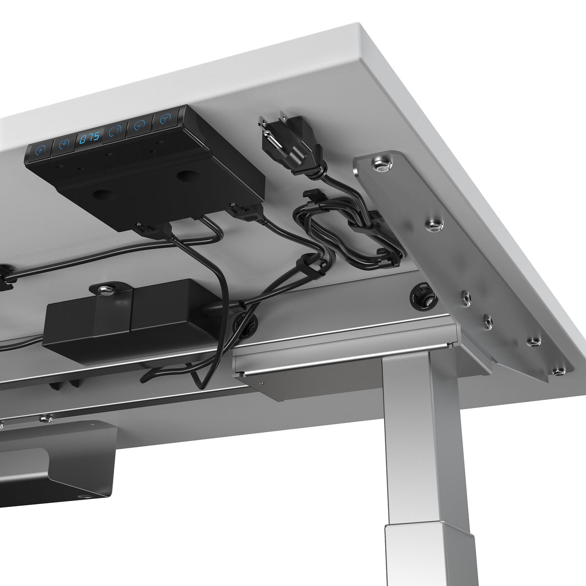 Union & Scale™ 55"W Electric Rectangular Adjustable Standing Desk with Micro Movements, White