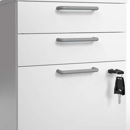 Union & Scale™ Essentials 3-Drawer Vertical File Cabinet, Mobile/Pedestal, Letter/Legal, White, 21"