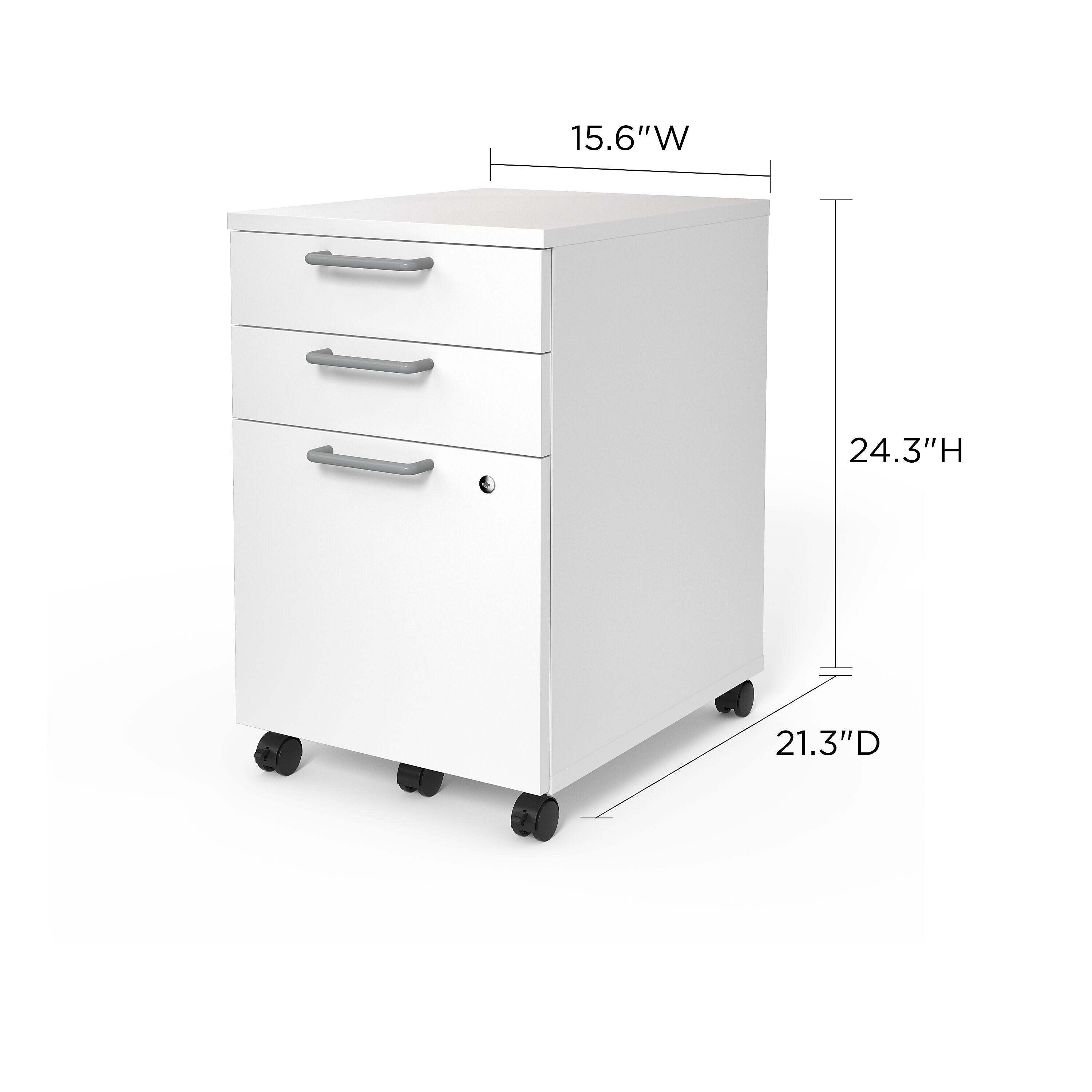 Union & Scale™ Essentials 3-Drawer Vertical File Cabinet, Mobile/Pedestal, Letter/Legal, White, 21