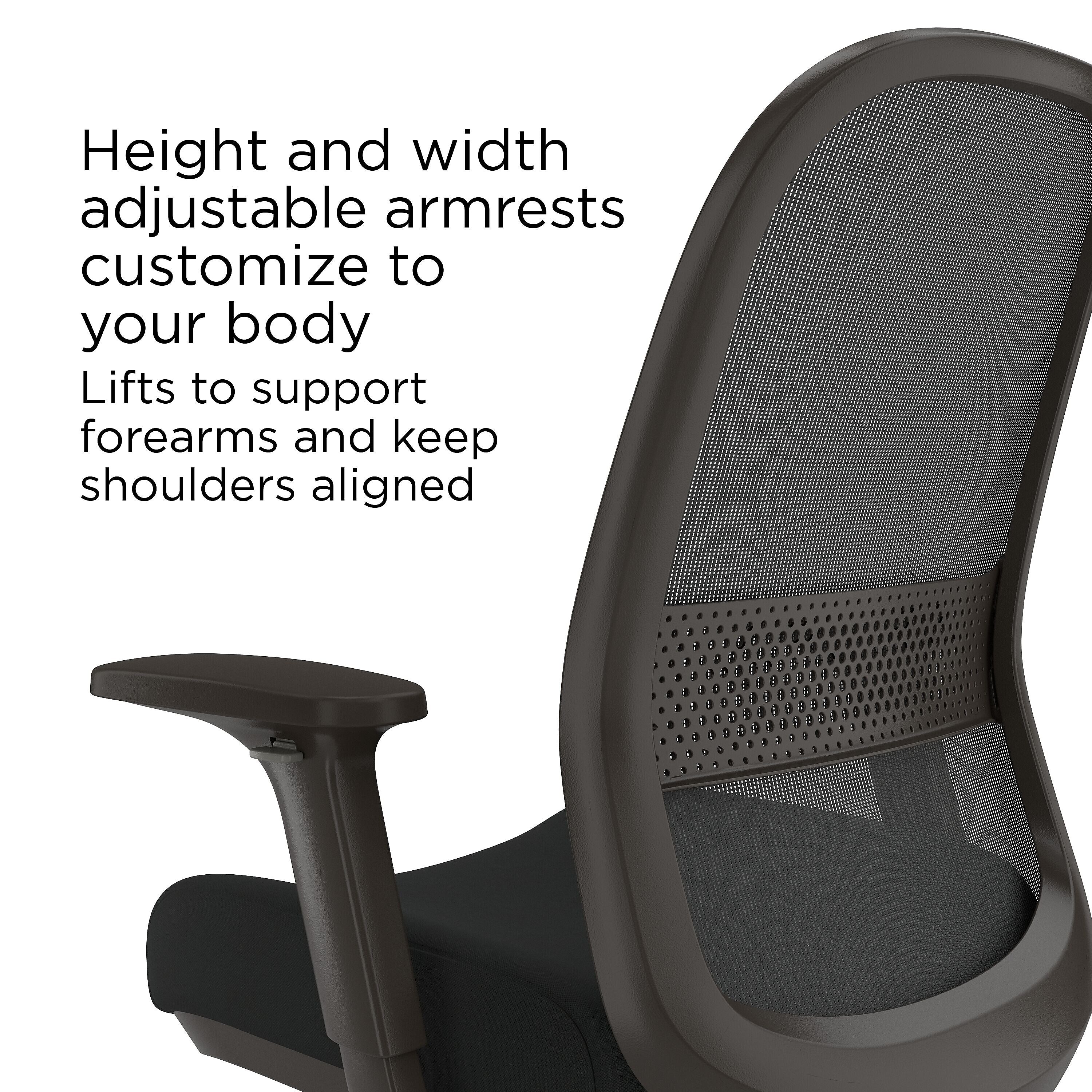 Union & Scale™ Essentials 5-50M Fabric/Mesh Task Stool with Footrest and Lumbar Support, Black