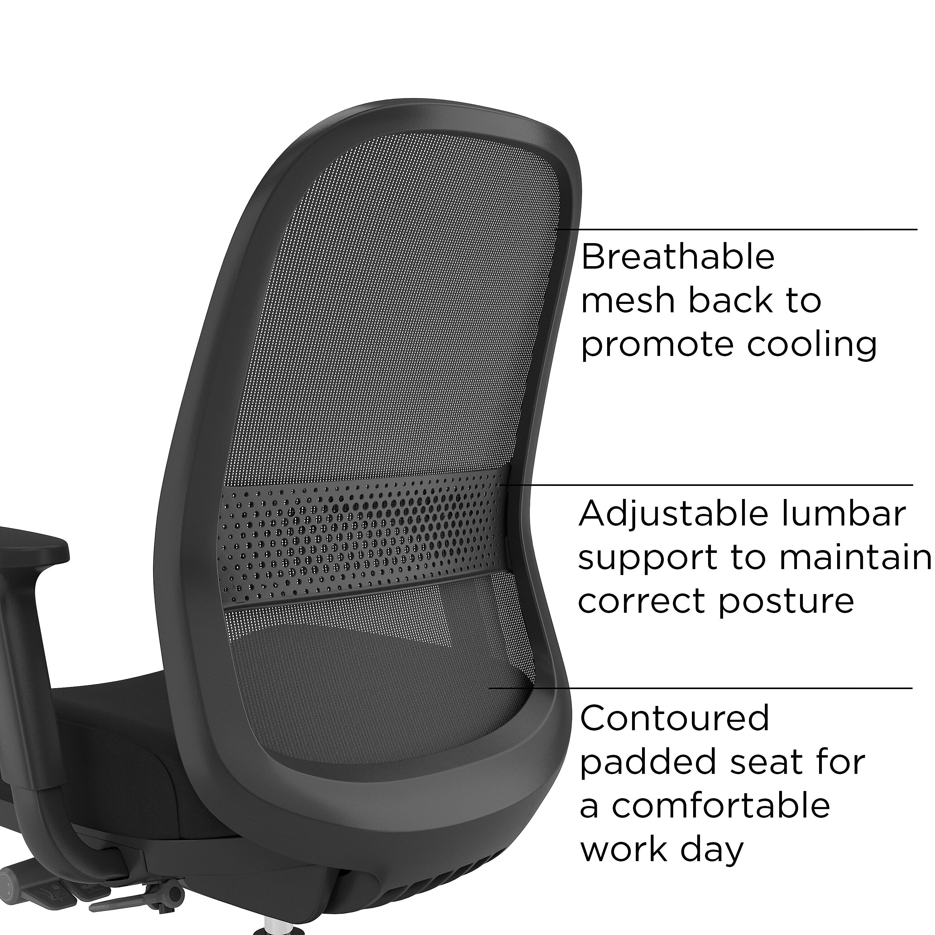 Union & Scale Essentials 5-80M Ergonomic Fabric/Mesh Swivel Task Chair, Black