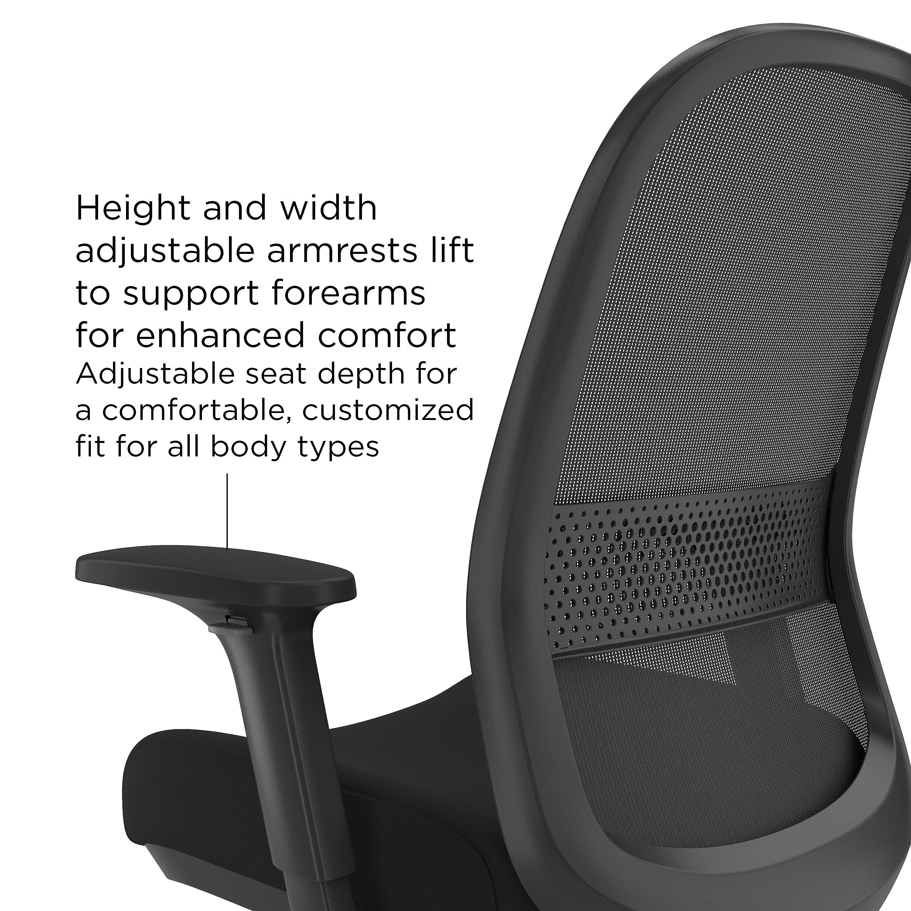 Union & Scale Essentials 5-80M Ergonomic Fabric/Mesh Swivel Task Chair, Black