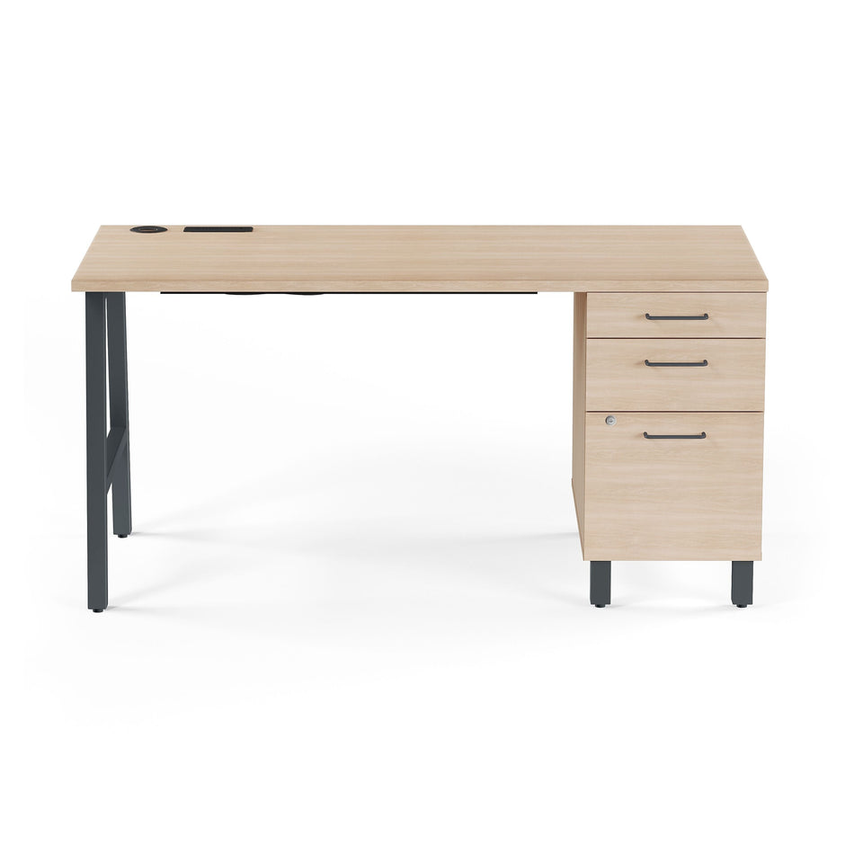 Union & Scale™ Essentials 60"W Single Pedestal Desk, Natural