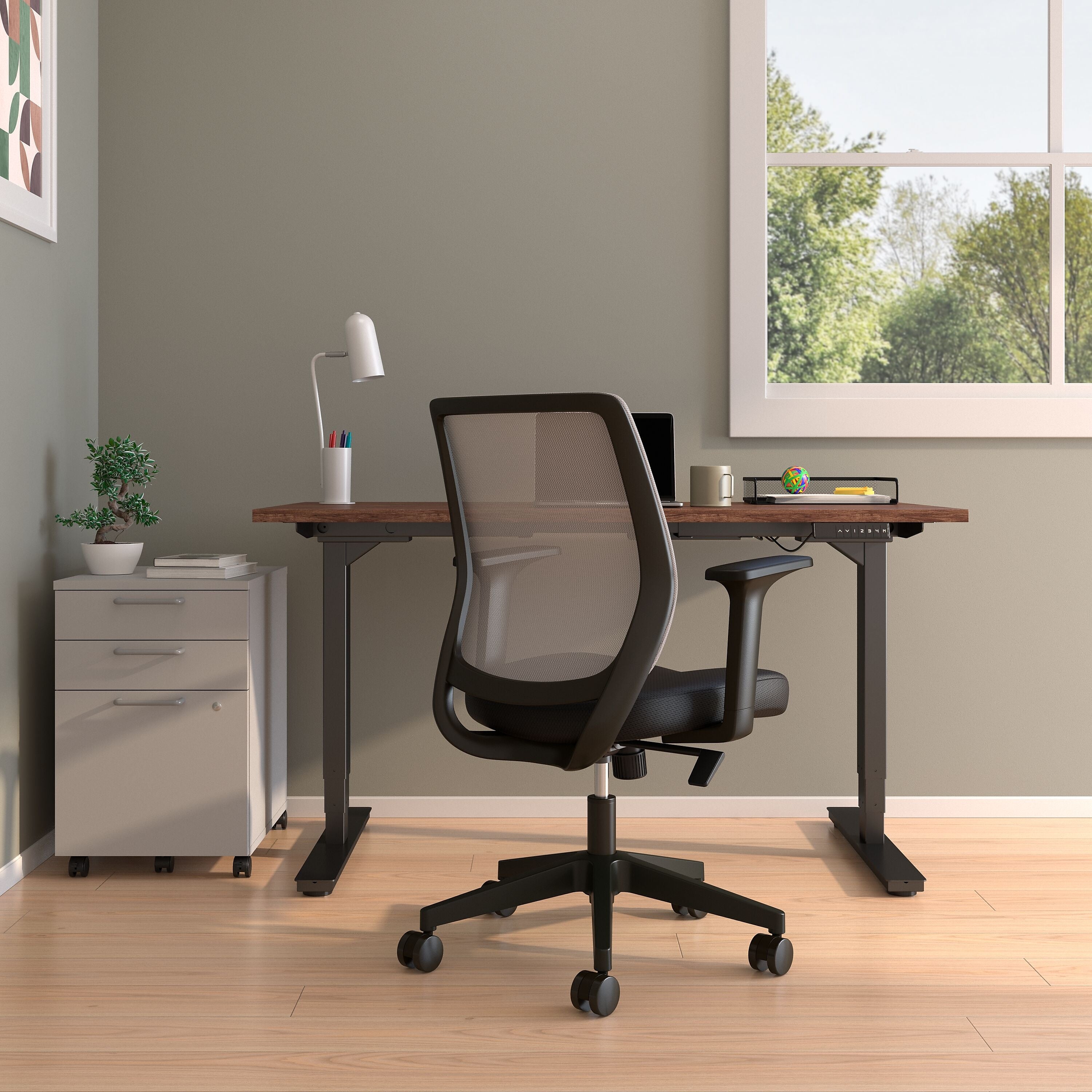 Union & Scale™ Essentials Ergonomic Fabric Swivel Task Chair, Black