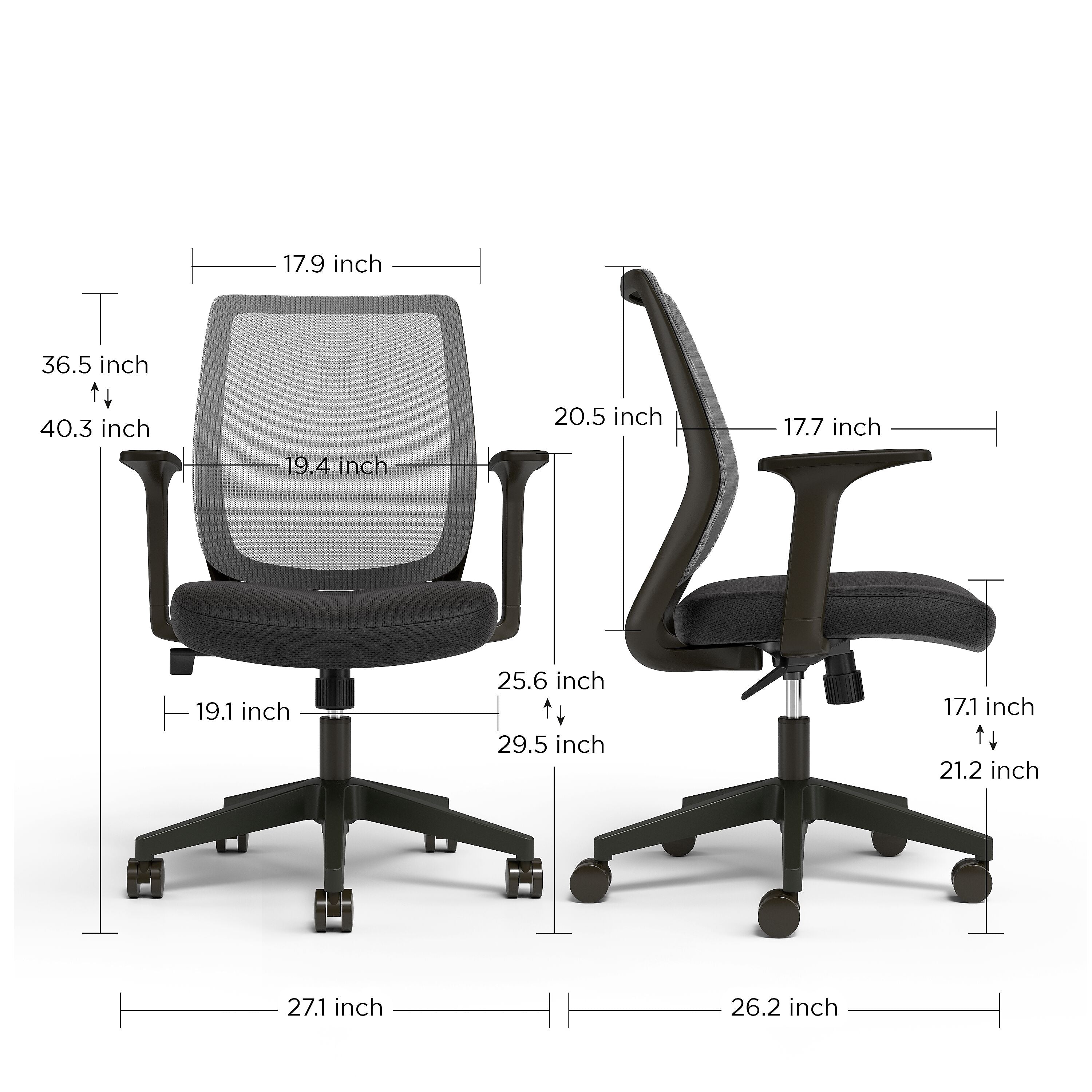 Union & Scale™ Essentials Ergonomic Fabric Swivel Task Chair, Black