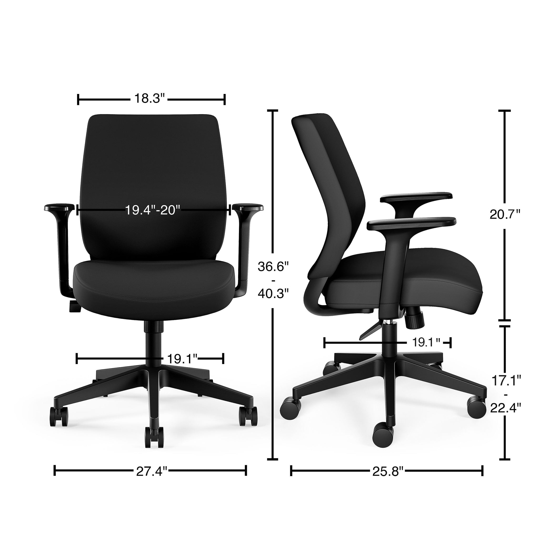 Union & Scale™ Essentials Ergonomic Fabric Swivel Task Chair, Black