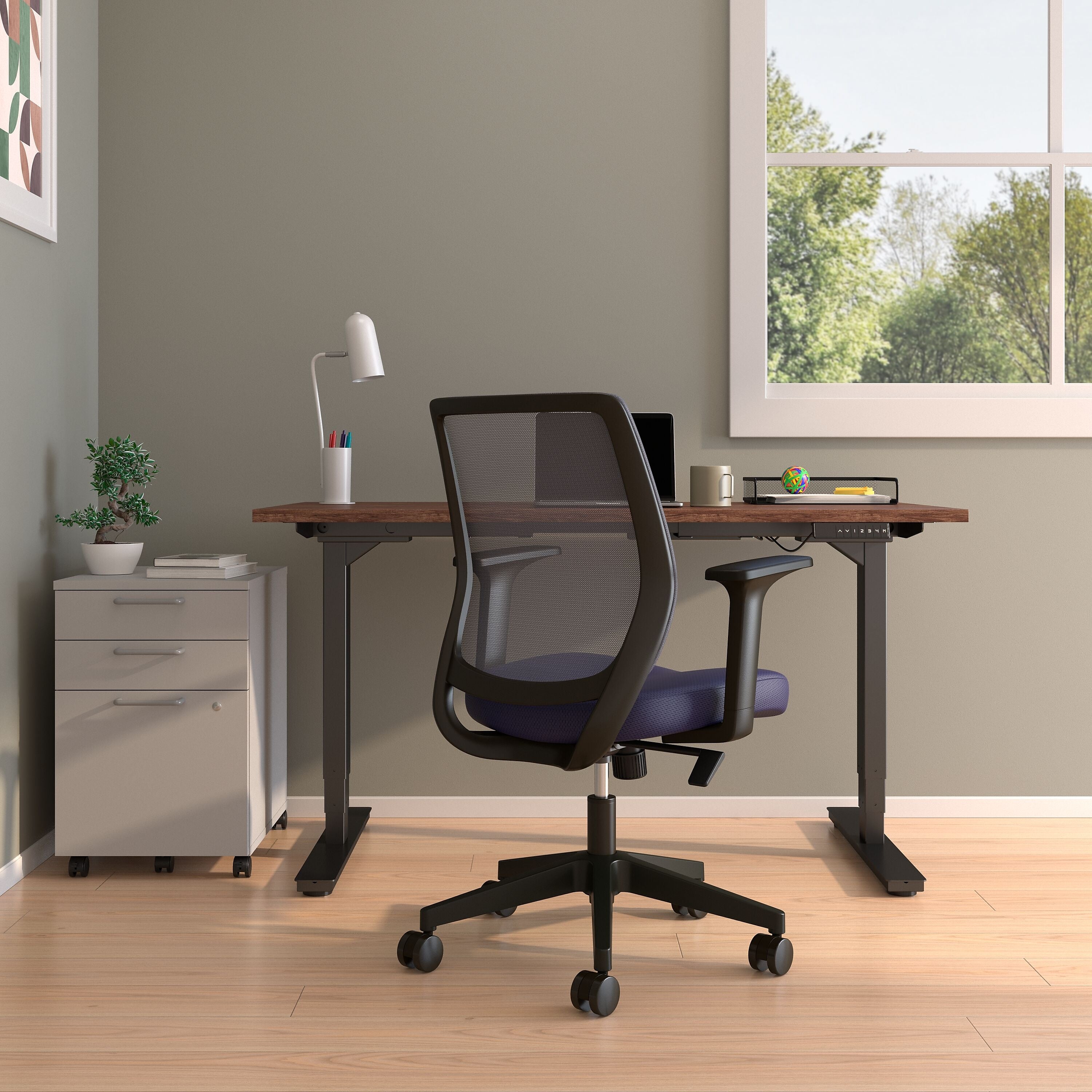 Union & Scale™ Essentials Ergonomic Fabric Swivel Task Chair, Blue