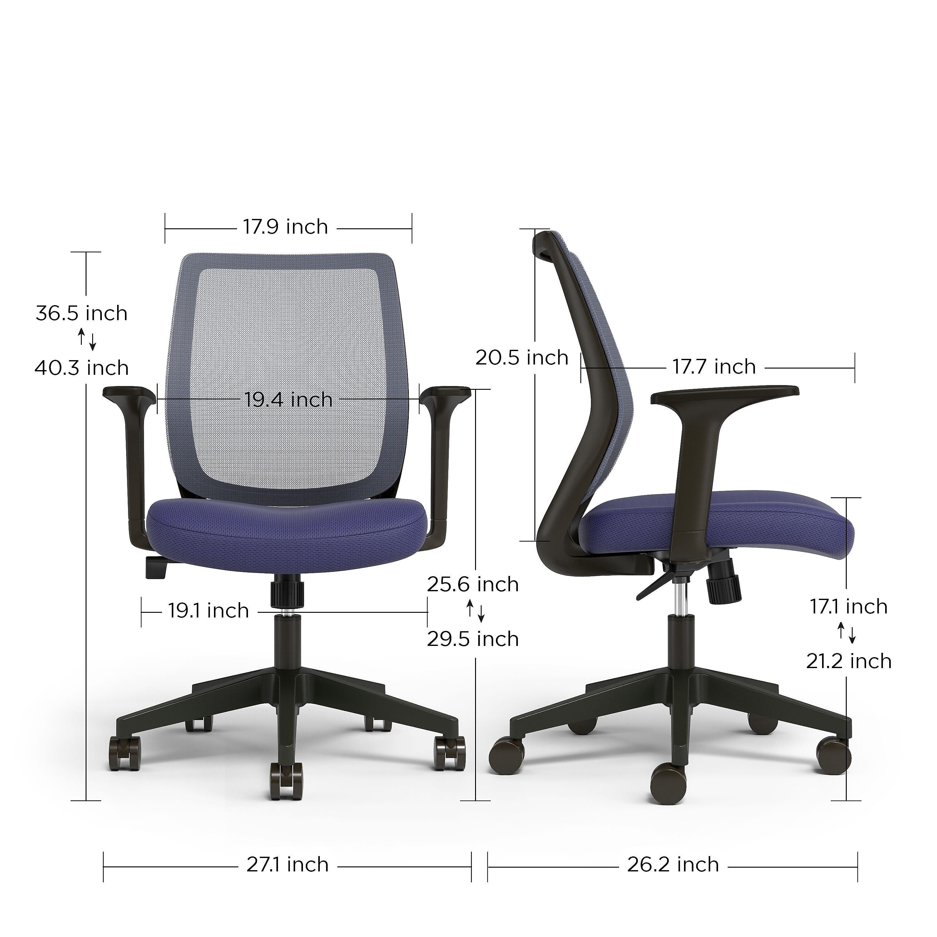 Union & Scale™ Essentials Ergonomic Fabric Swivel Task Chair, Blue