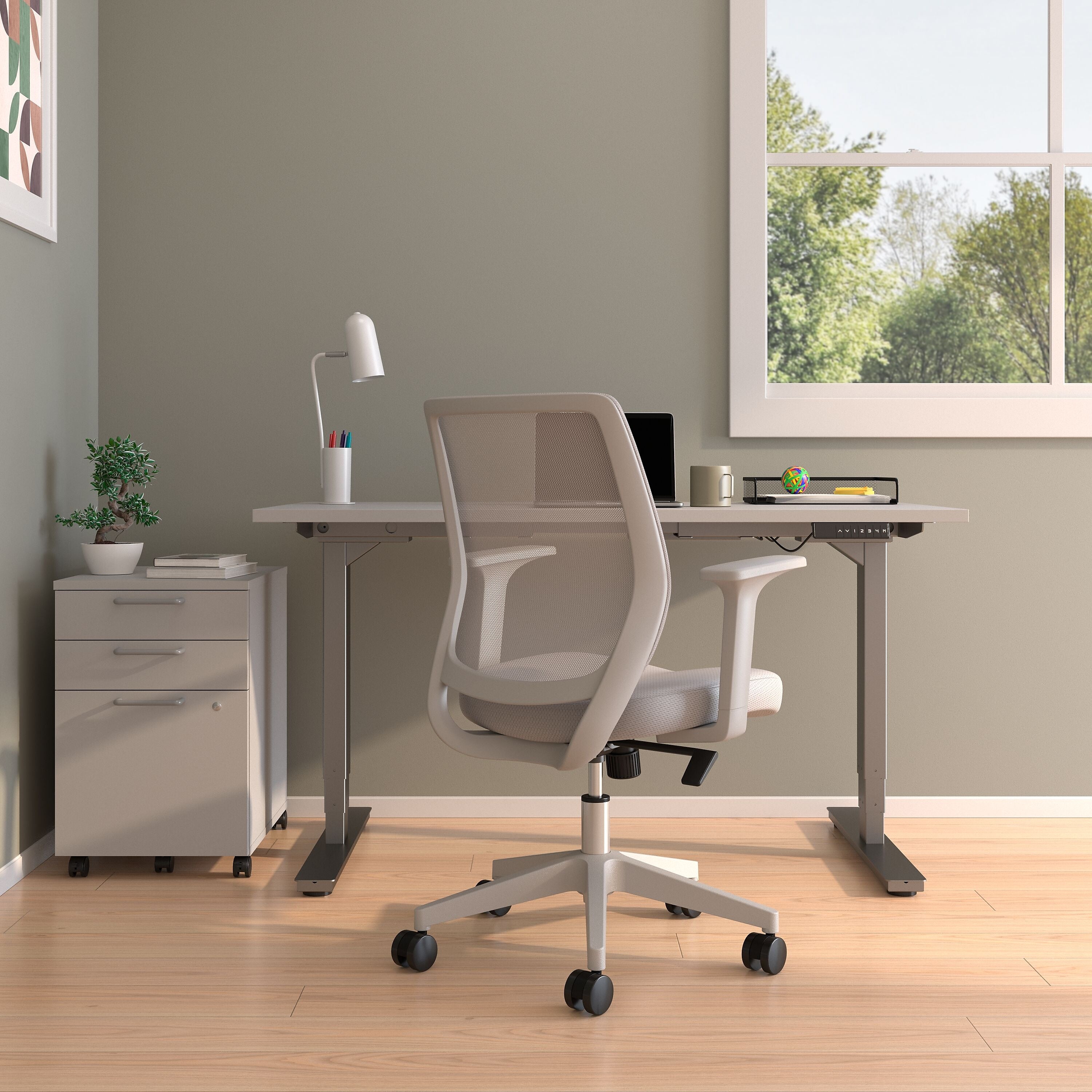 Union & Scale™ Essentials Ergonomic Fabric Swivel Task Chair, Gray