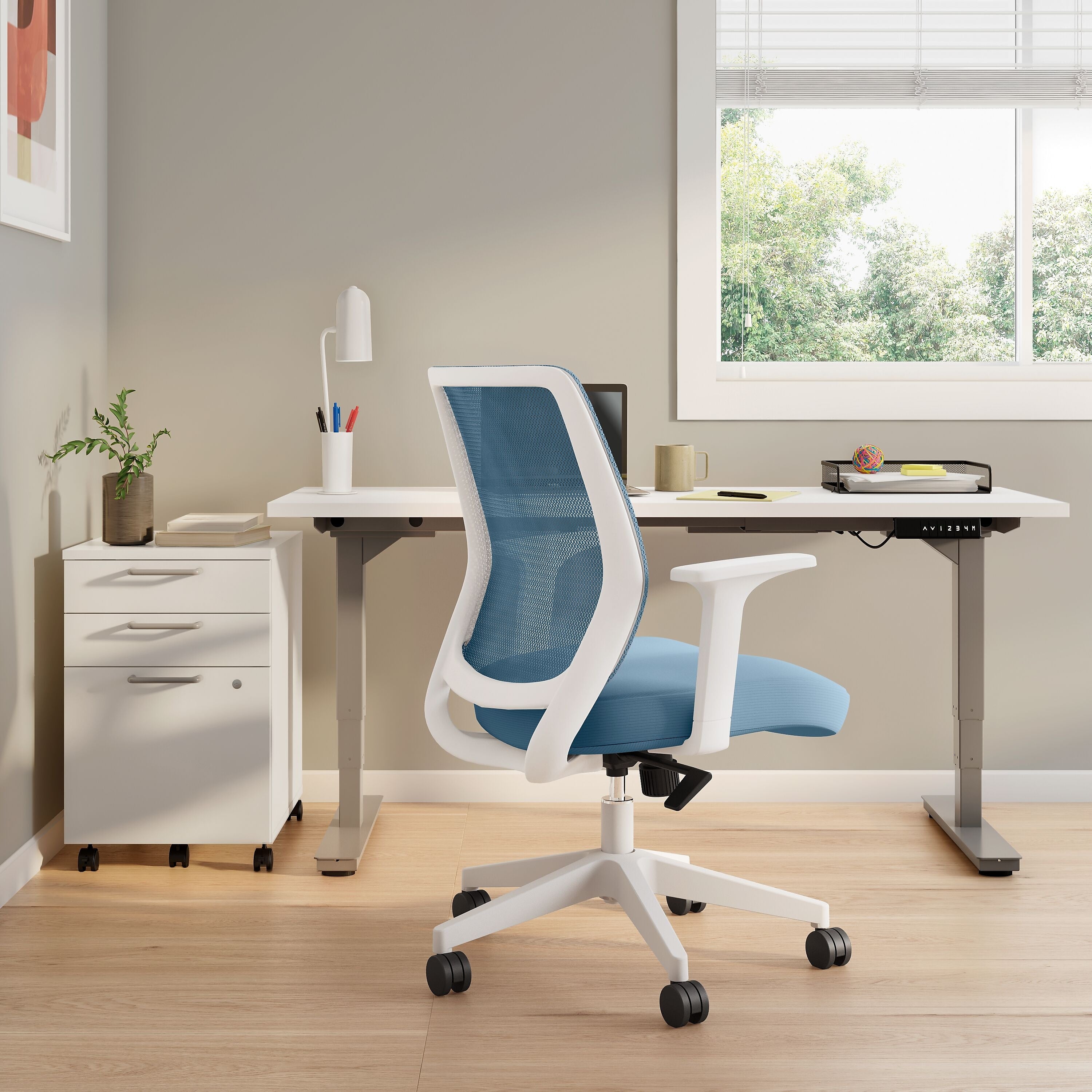 Union & Scale™ Essentials Ergonomic Fabric Swivel Task Chair, Seafoam