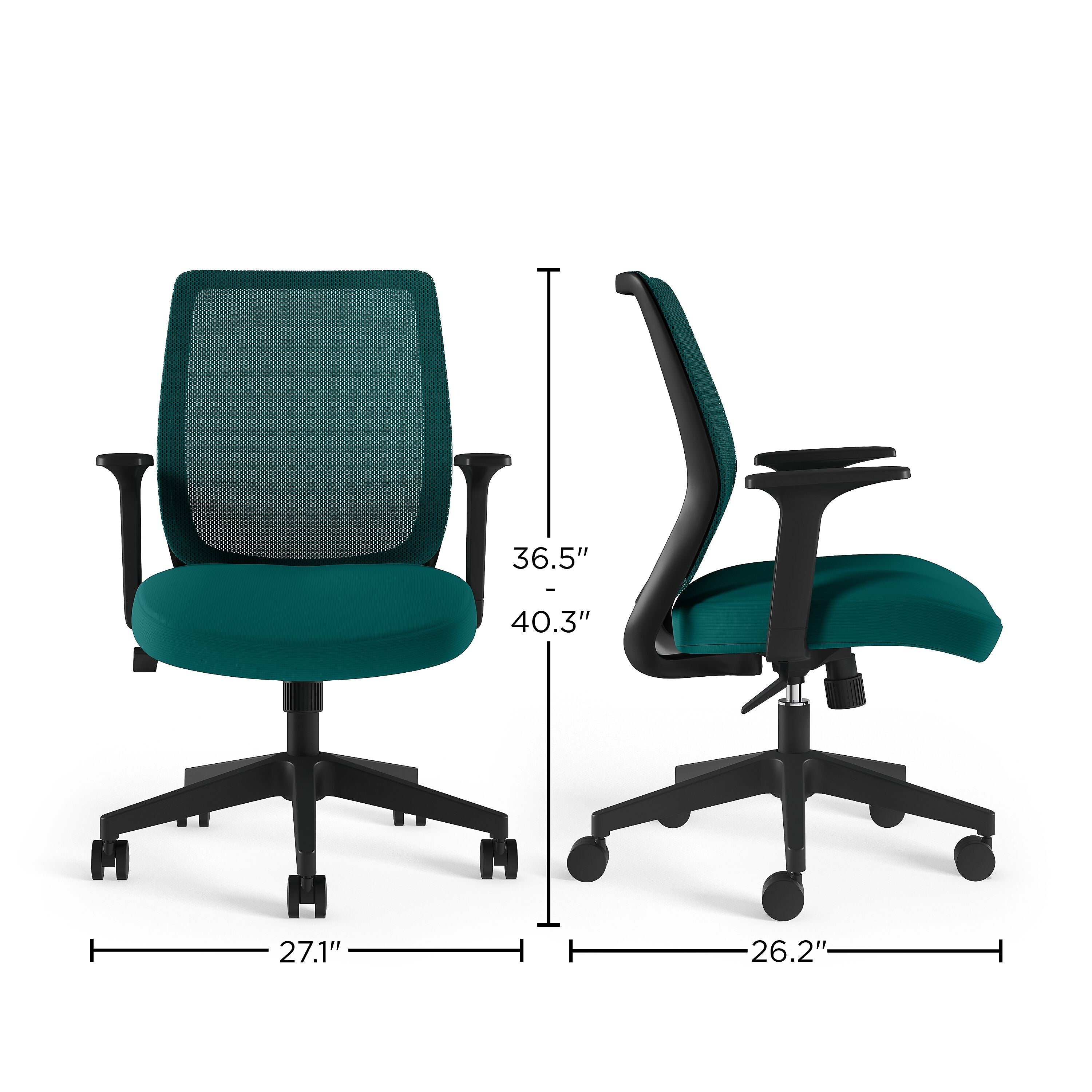 Union & Scale™ Essentials Ergonomic Fabric Swivel Task Chair, Teal