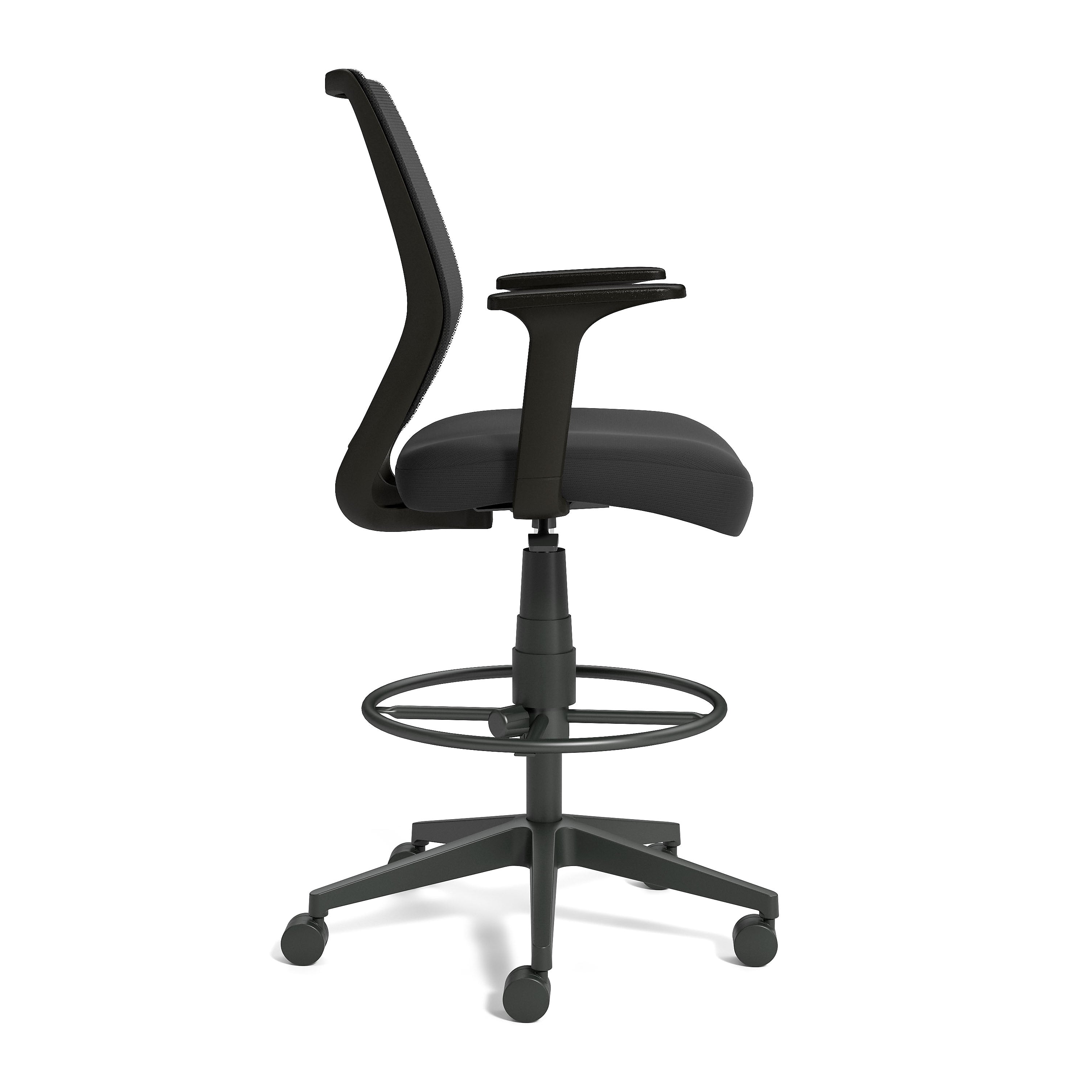 Union & Scale™ Essentials Mesh Back Fabric Drafting Stool, Black
