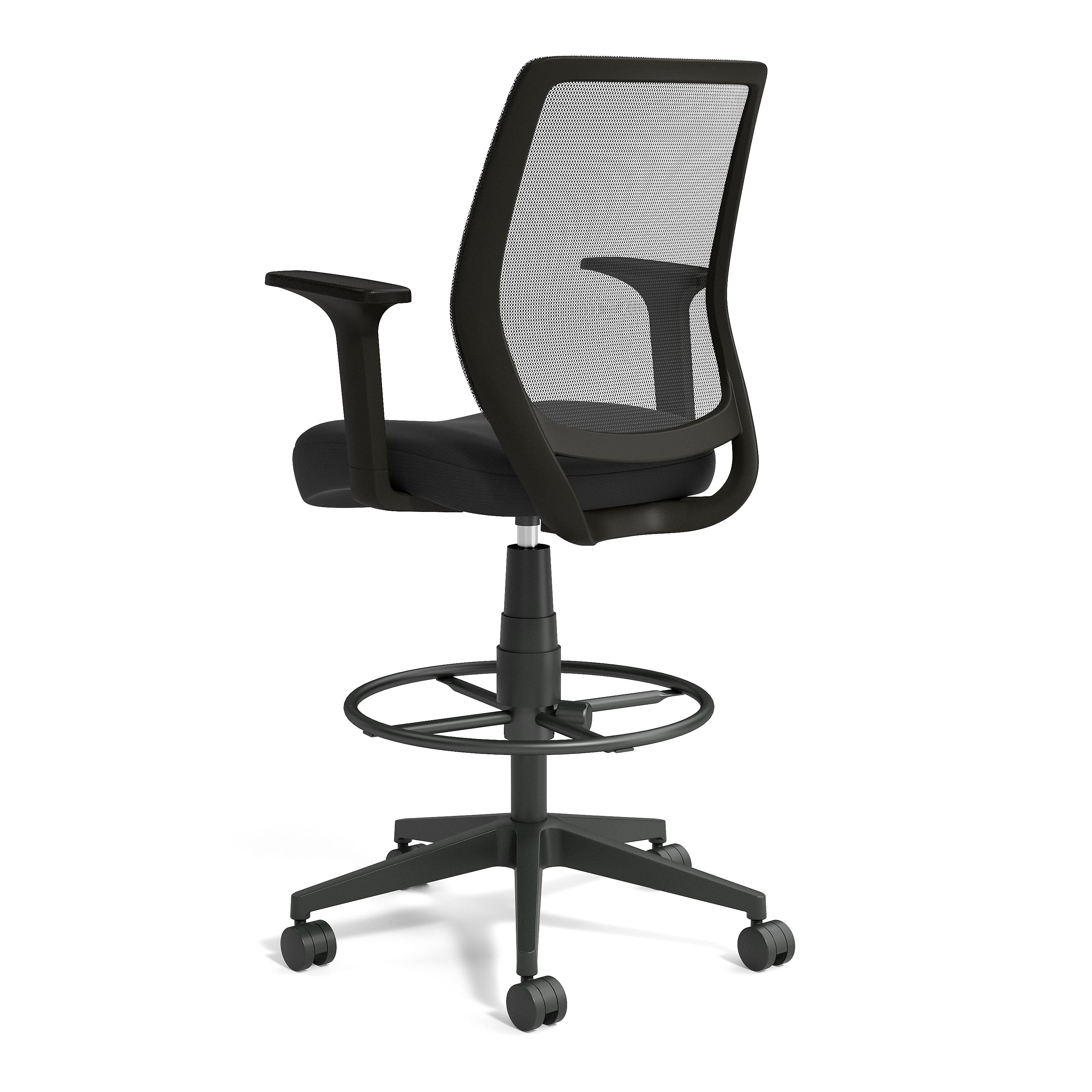 Union & Scale™ Essentials Mesh Back Fabric Drafting Stool, Black