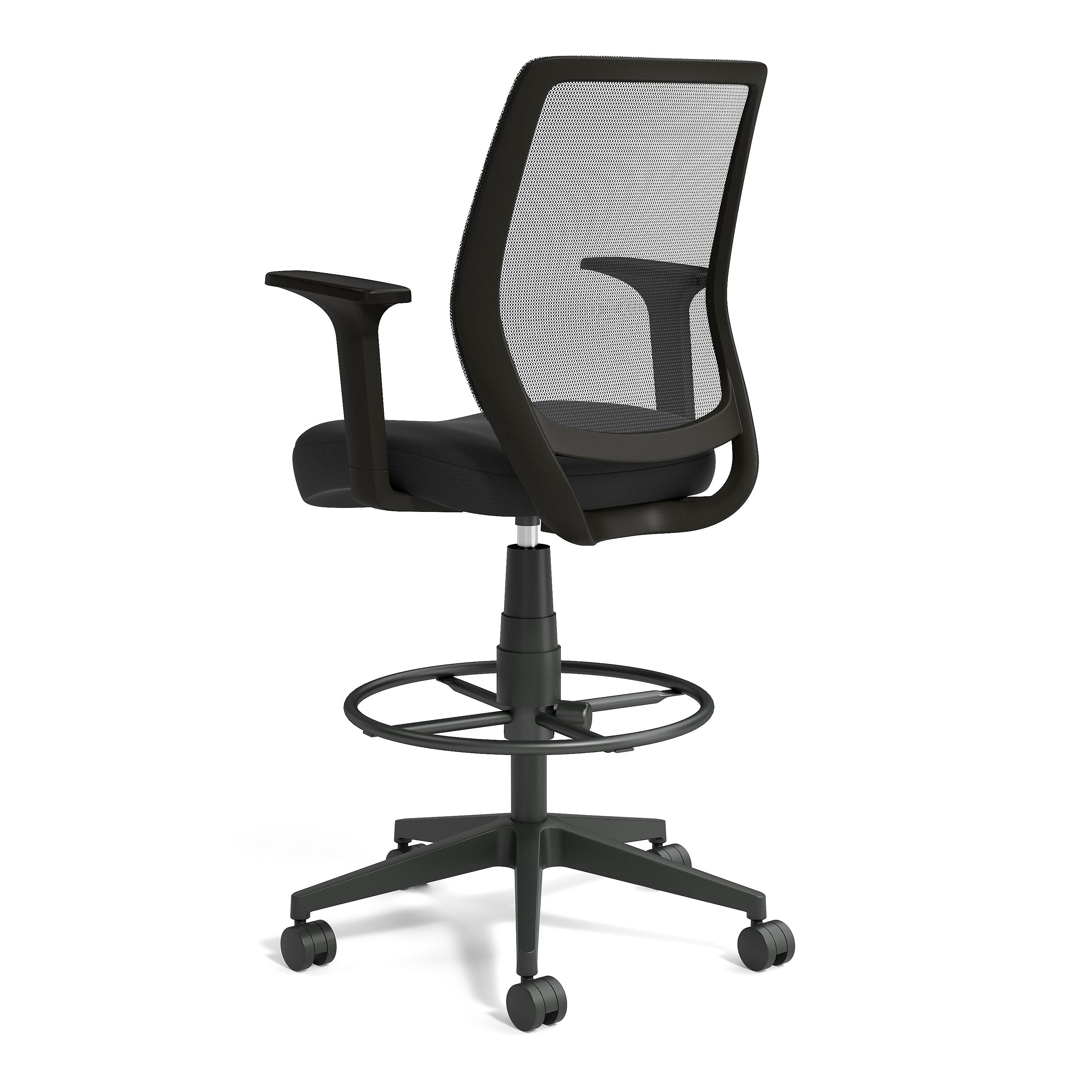 Union & Scale™ Essentials Mesh Back Fabric Drafting Stool, Black