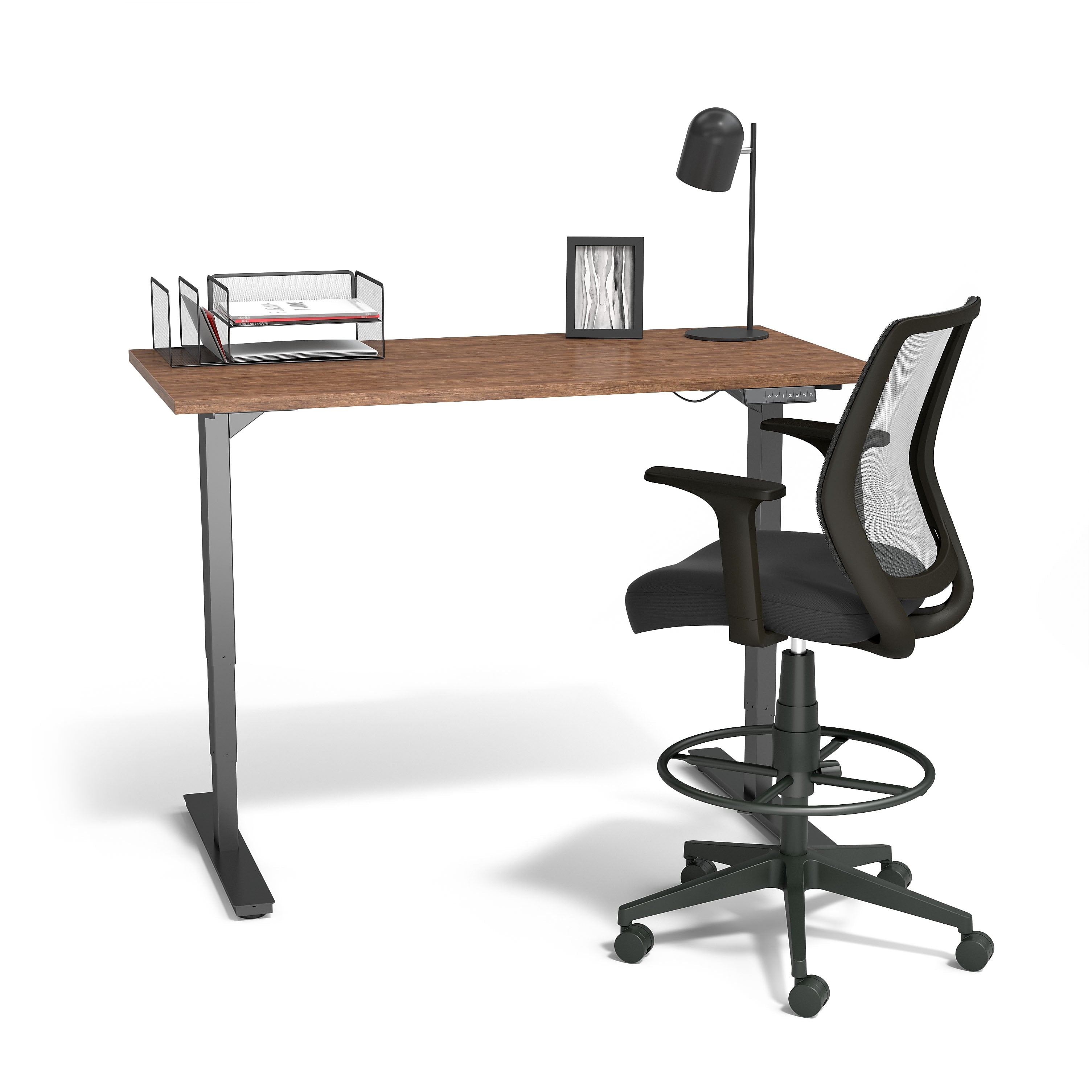 Union & Scale™ Essentials Mesh Back Fabric Drafting Stool, Black