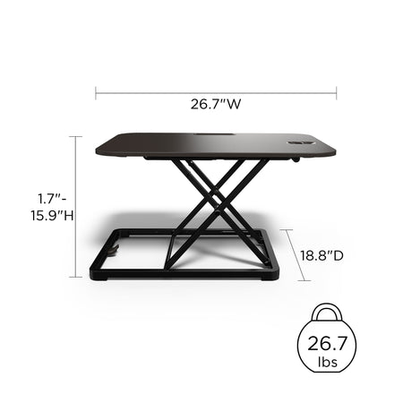 Union & Scale™ FlexFit™ 27"W Manual Rectangular Adjustable Desk Converter, Black