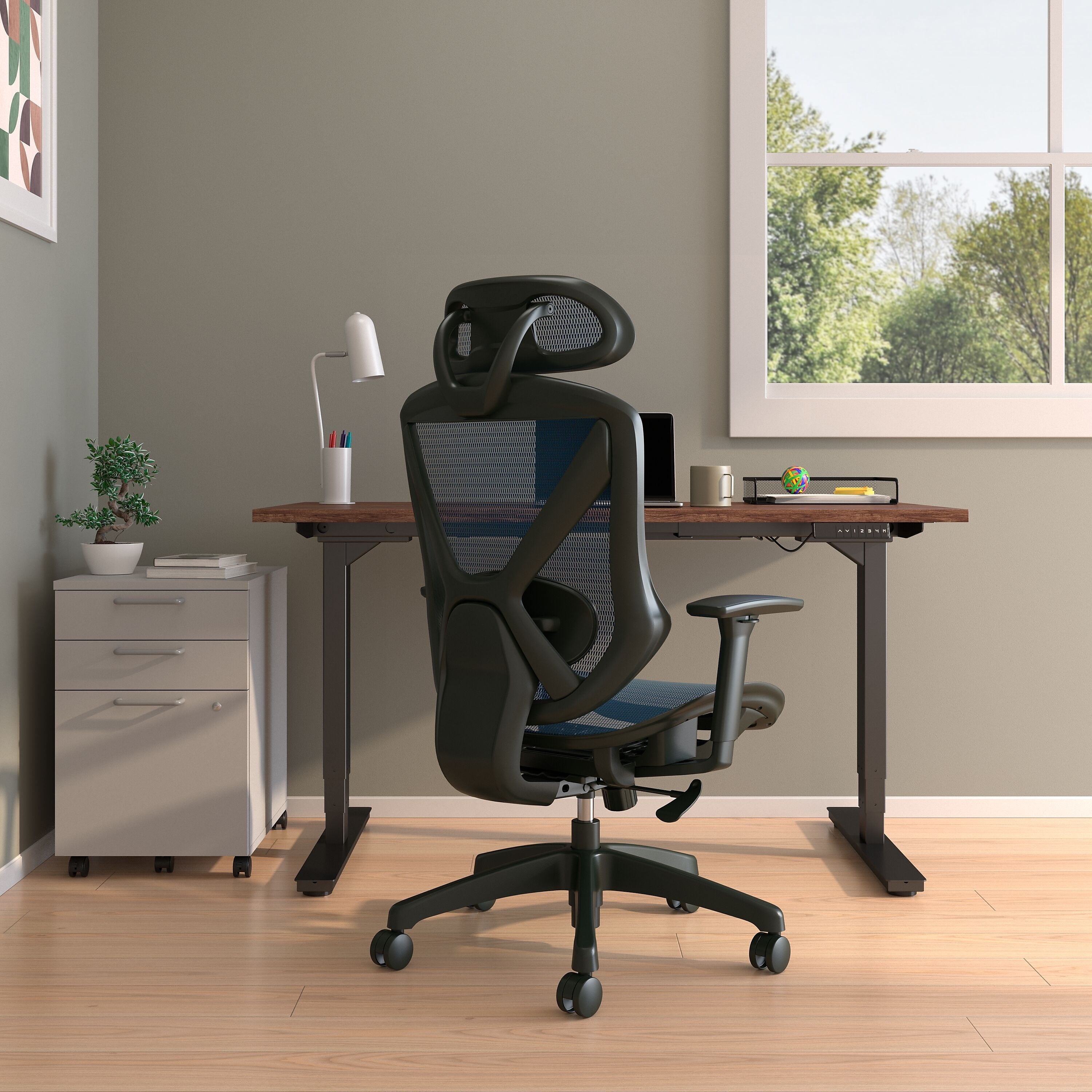 Union & Scale™ FlexFit™ Dexley Ergonomic Mesh Swivel Task Chair, Blue