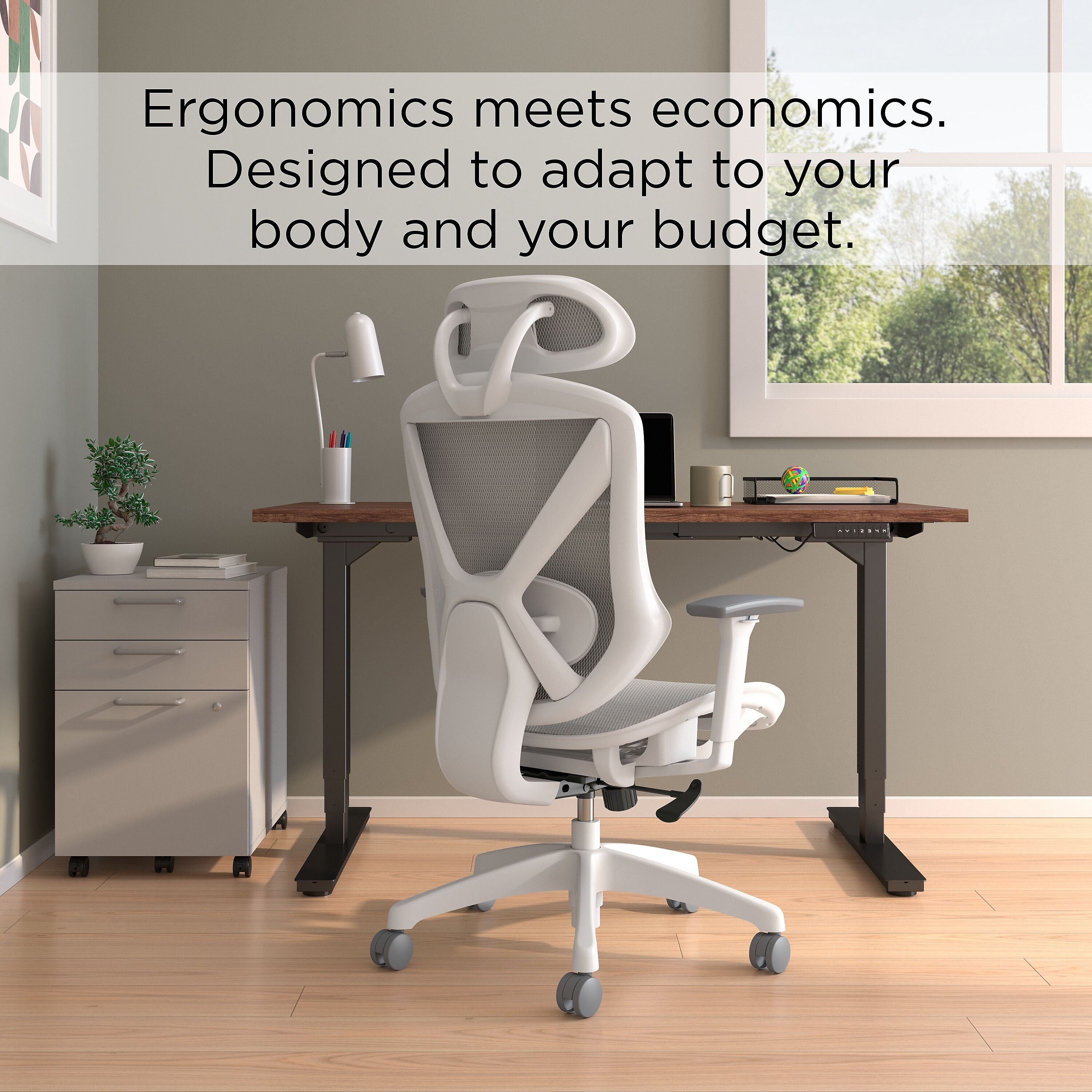 Union & Scale FlexFit Dexley Ergonomic Mesh Swivel Task Chair, Gray