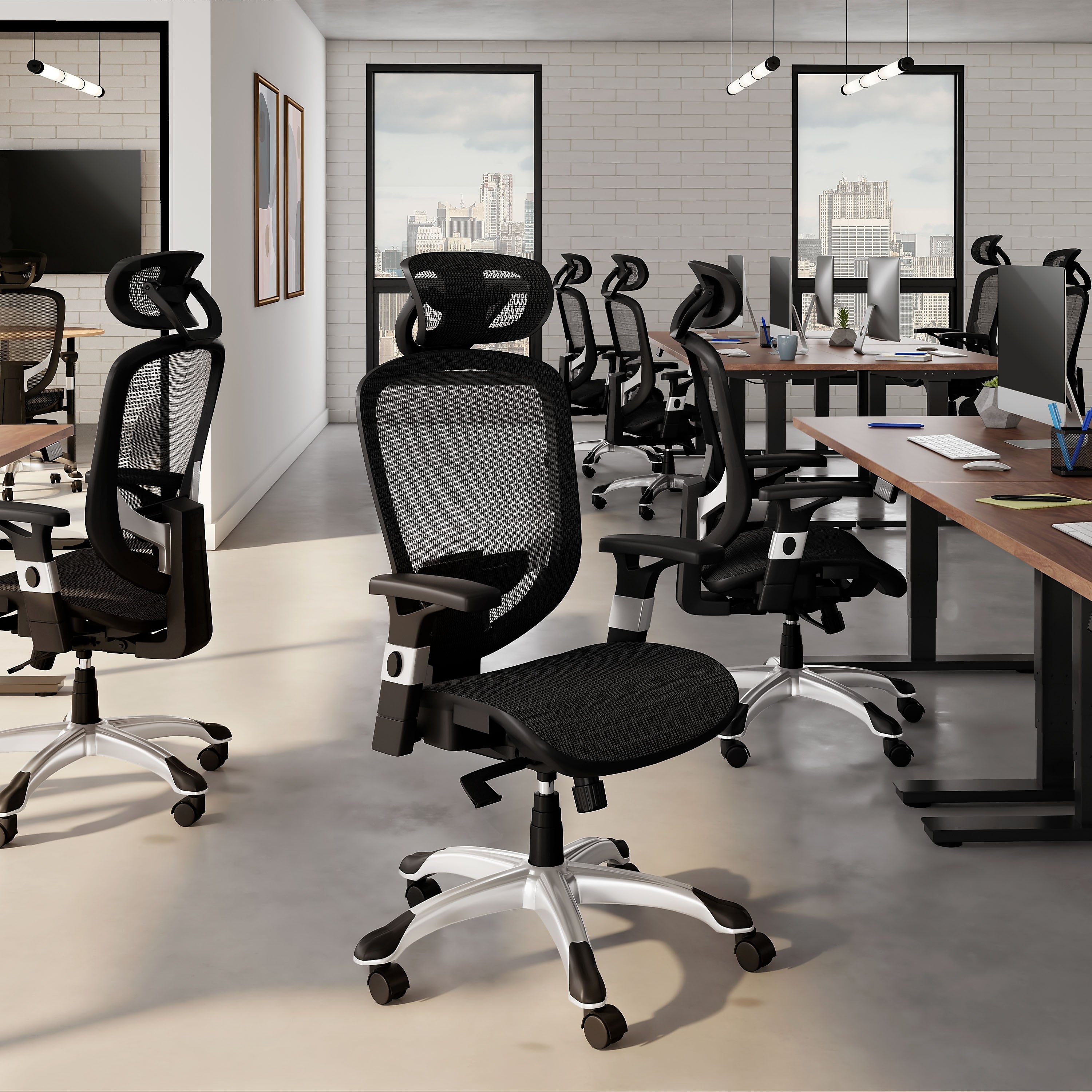 Union & Scale™ FlexFit™ Hyken Ergonomic Mesh Swivel Task Chair, Black