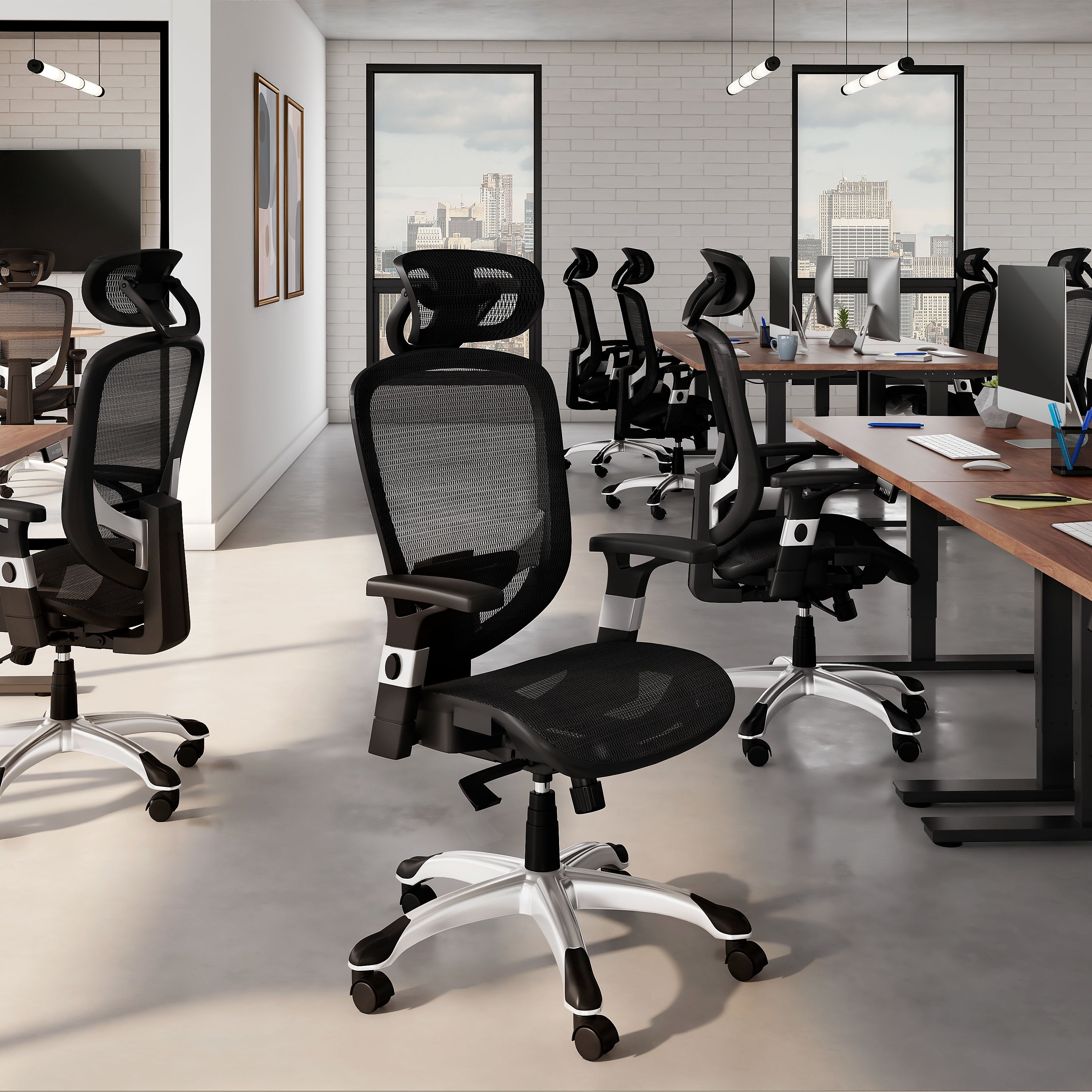Union & Scale™ FlexFit™ Hyken Ergonomic Mesh Swivel Task Chair, Charcoal Gray
