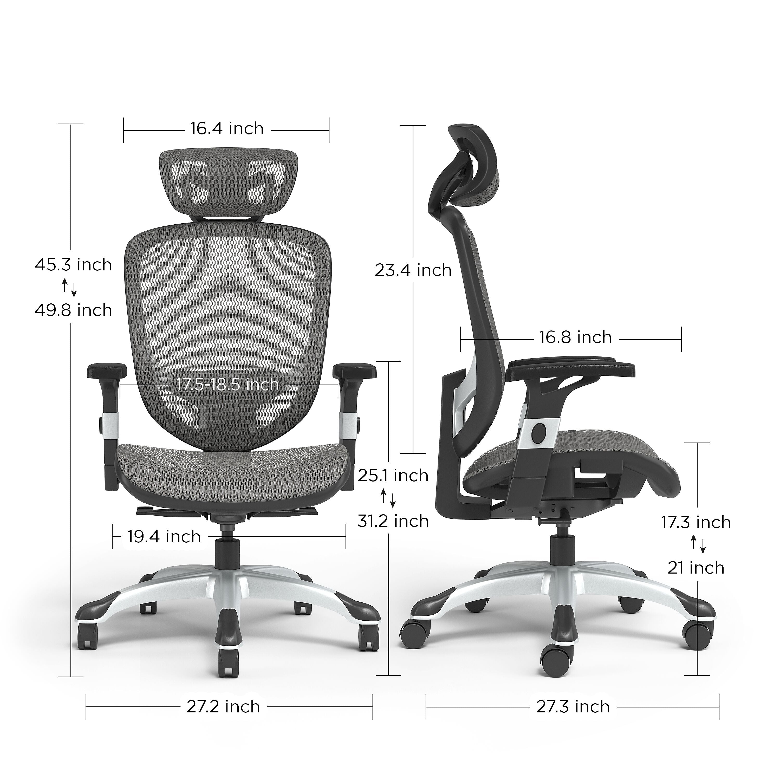 Union & Scale™ FlexFit™ Hyken Ergonomic Mesh Swivel Task Chair, Charcoal Gray