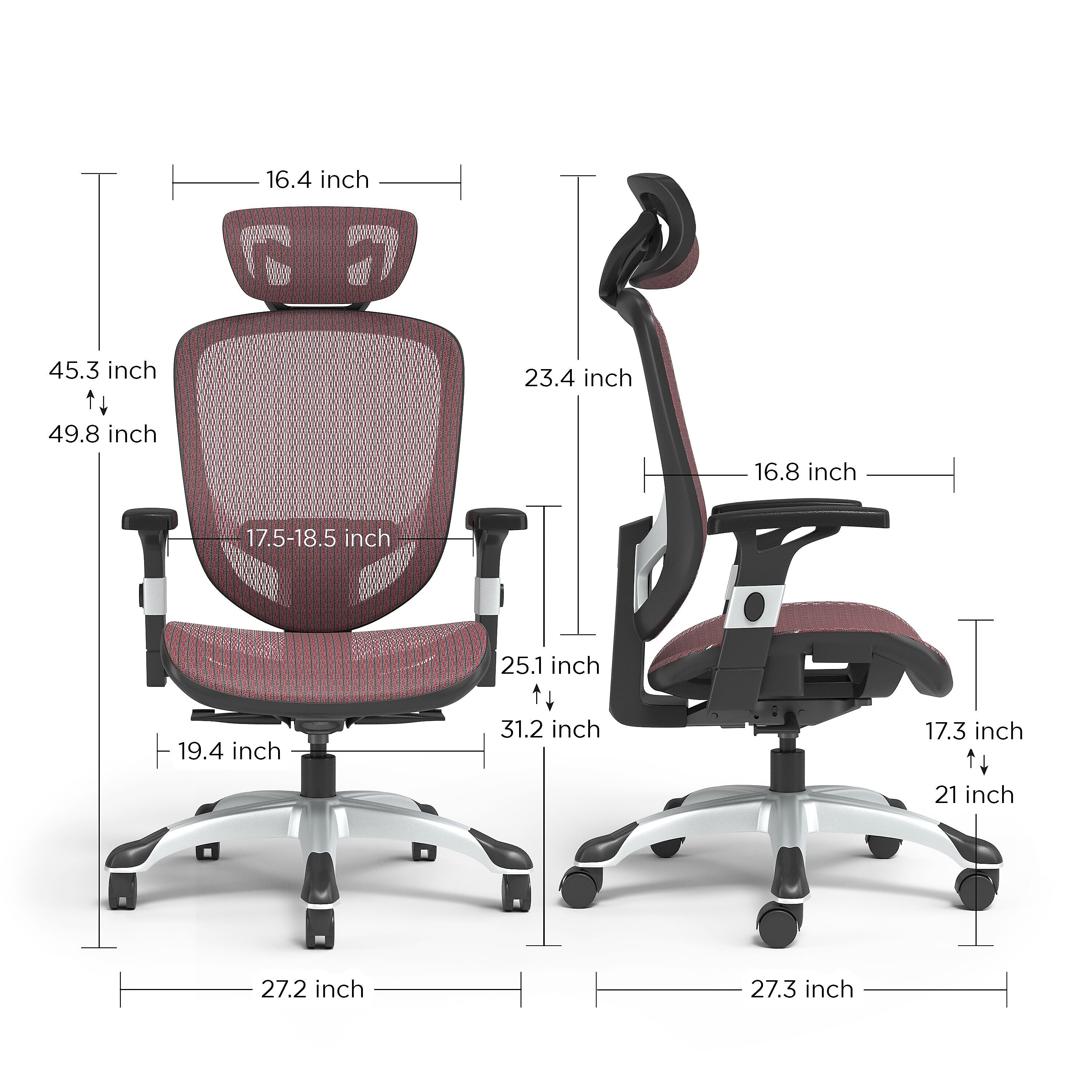Union & Scale™ FlexFit™ Hyken Ergonomic Mesh Swivel Task Chair, Maroon
