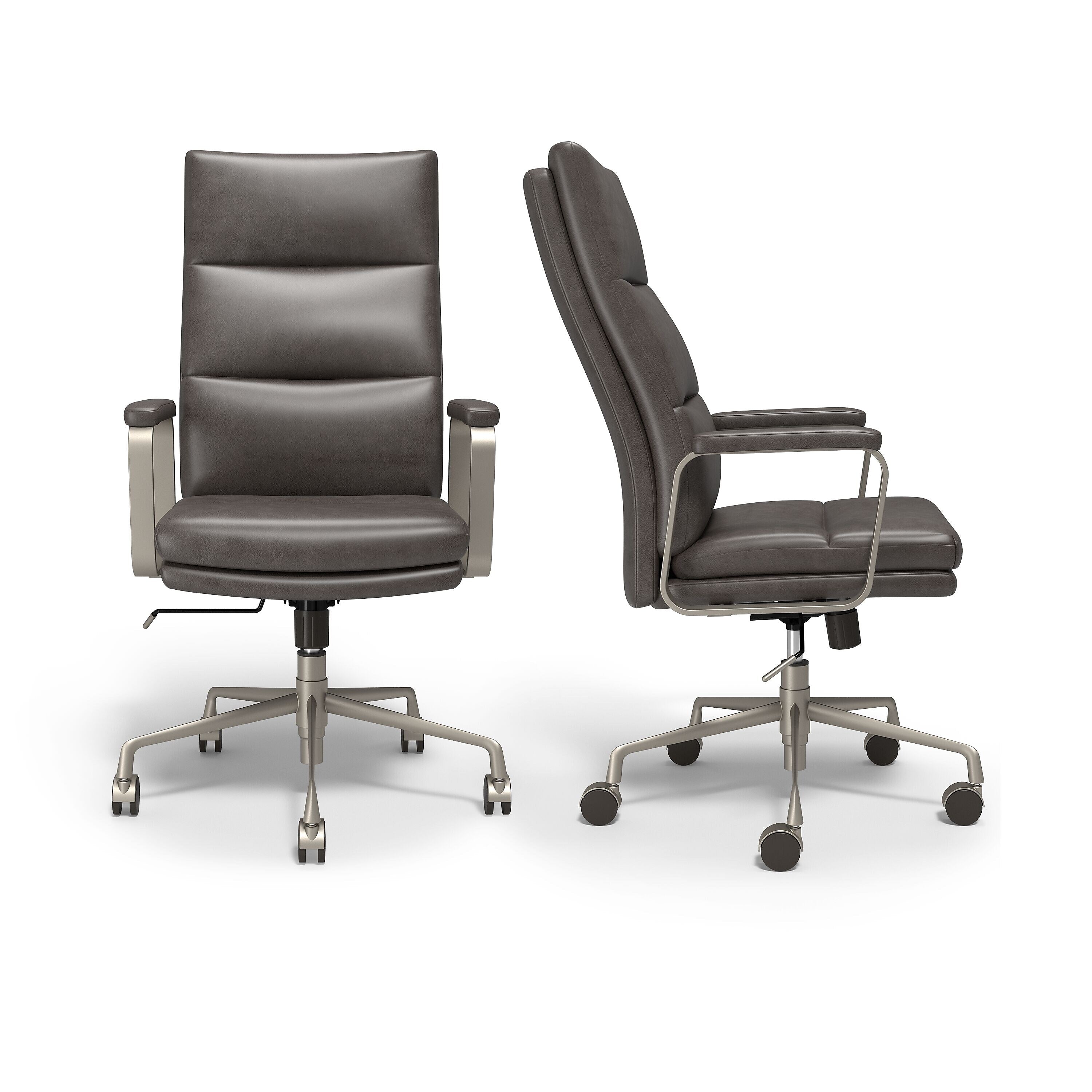 Union & Scale™ Industria 3-40C Ergonomic Bonded Leather Swivel Manager Chair, Gray