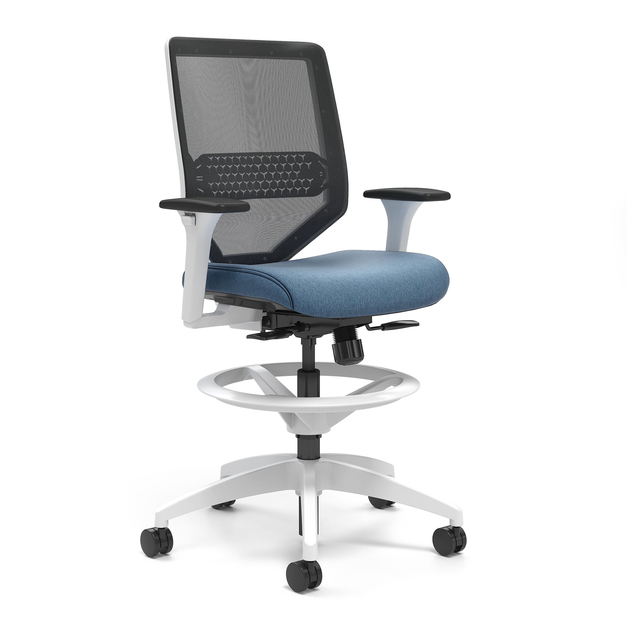 Union & Scale™ Lewis Mesh Back Computer and Desk Stool, Tool-Less Assembly, Carolina