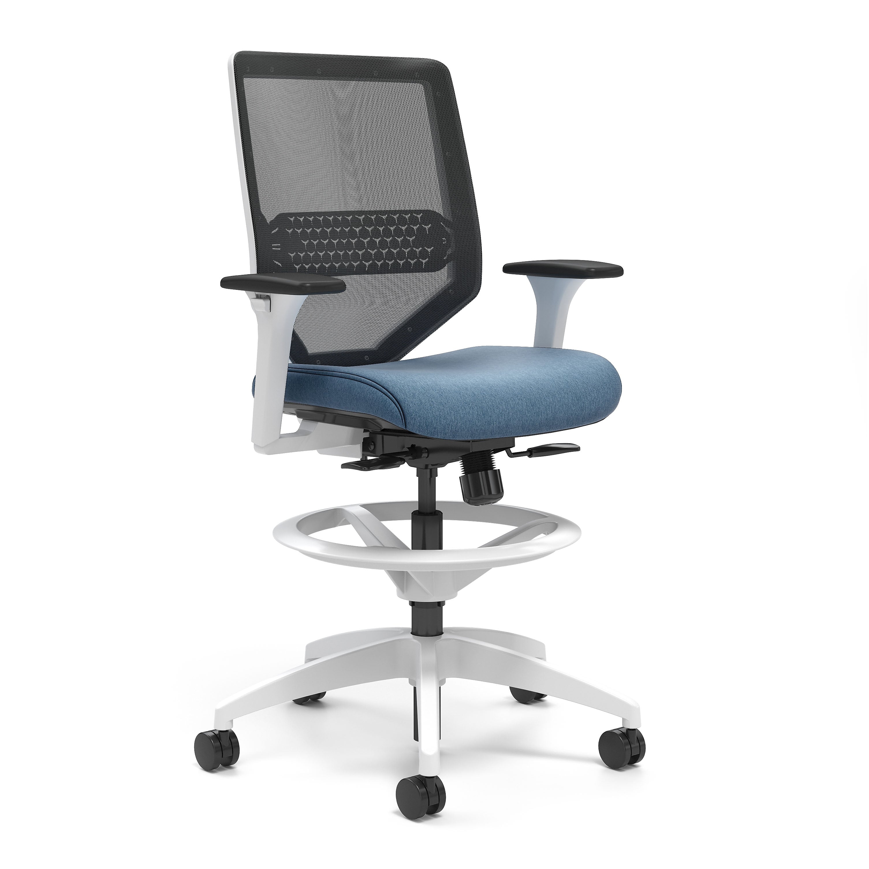 Union & Scale™ Lewis Mesh Back Computer and Desk Stool, Tool-Less Assembly, Carolina