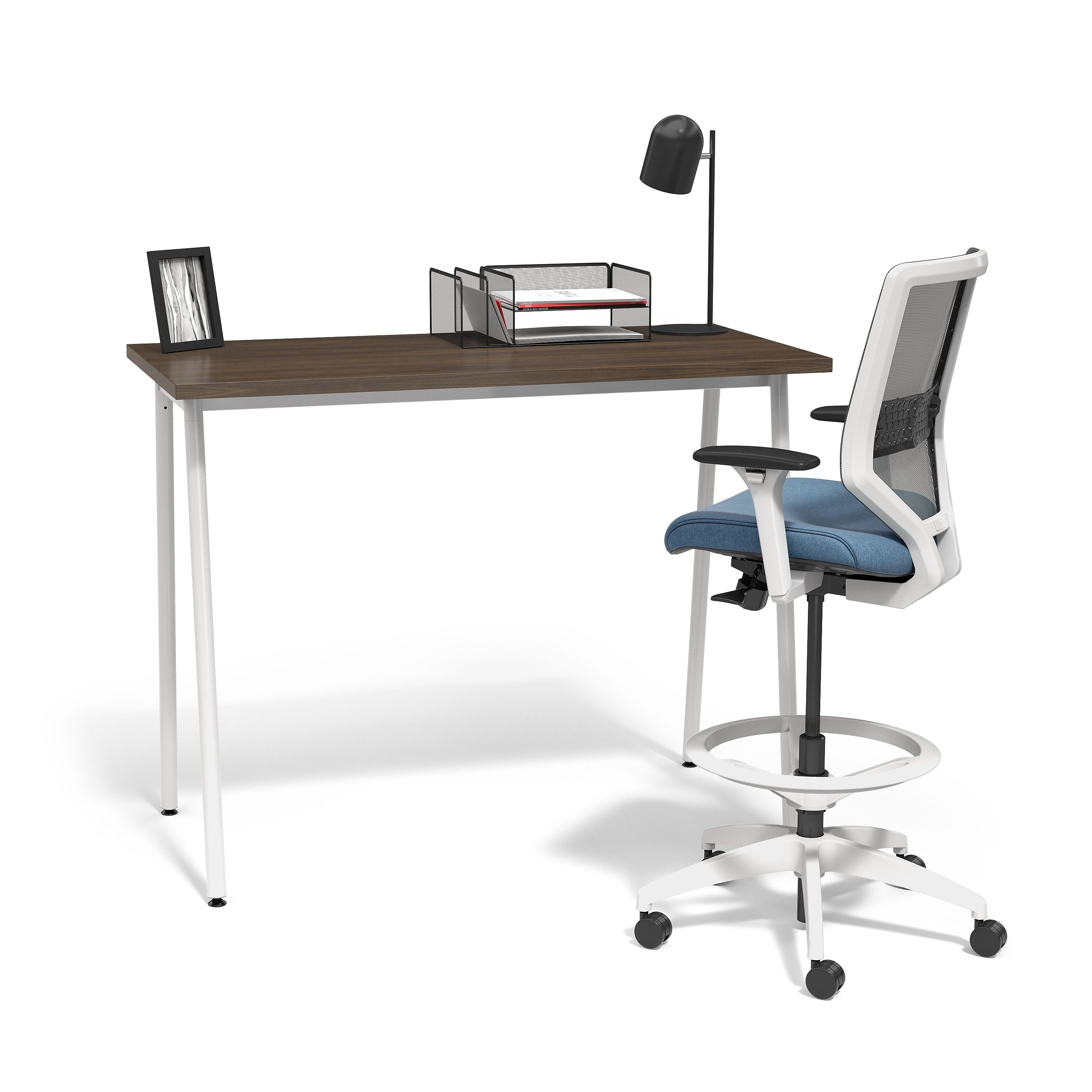 Union & Scale™ Lewis Mesh Back Computer and Desk Stool, Tool-Less Assembly, Carolina