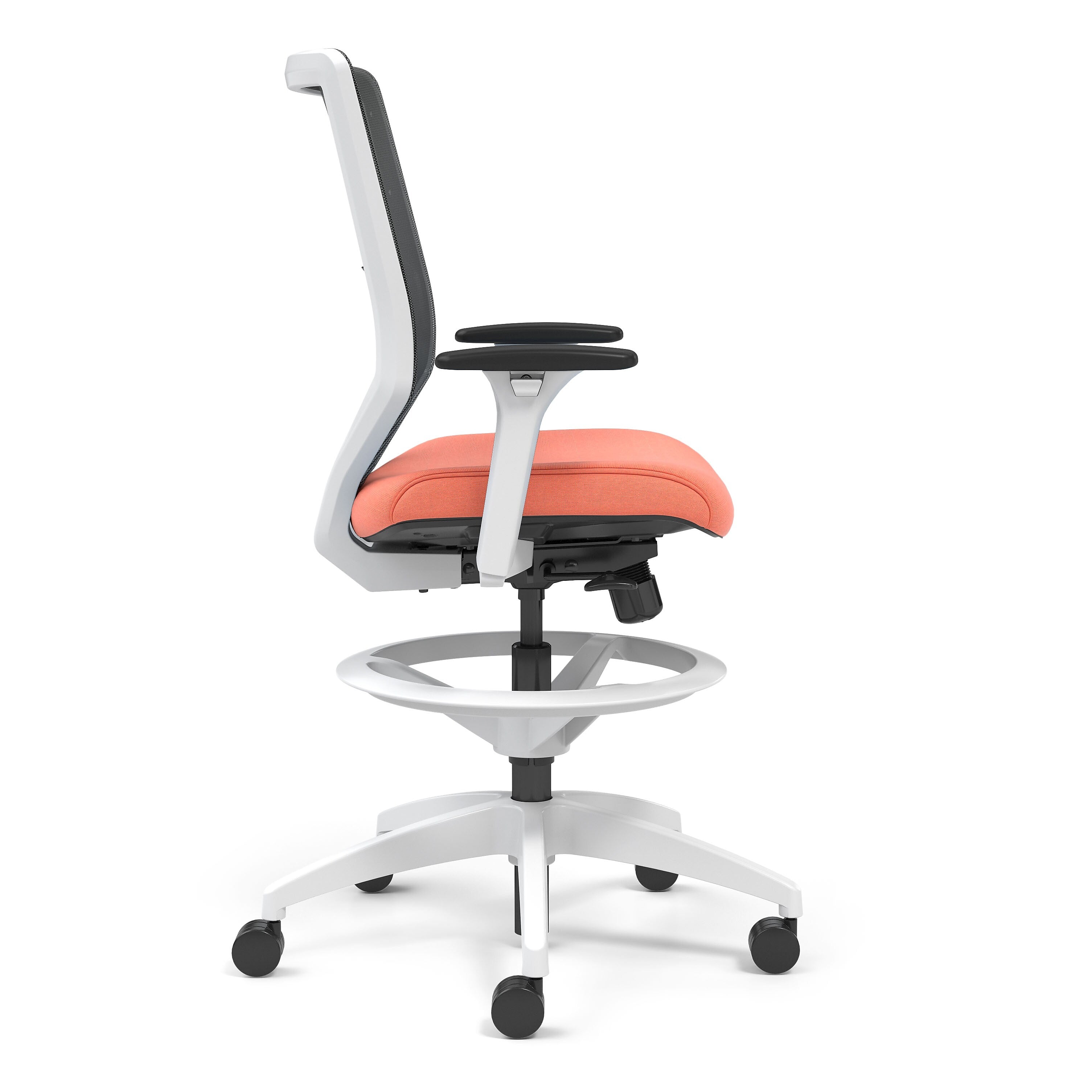 Union & Scale™ Lewis Mesh Back Computer and Desk Stool, Tool-Less Assembly, Salmon