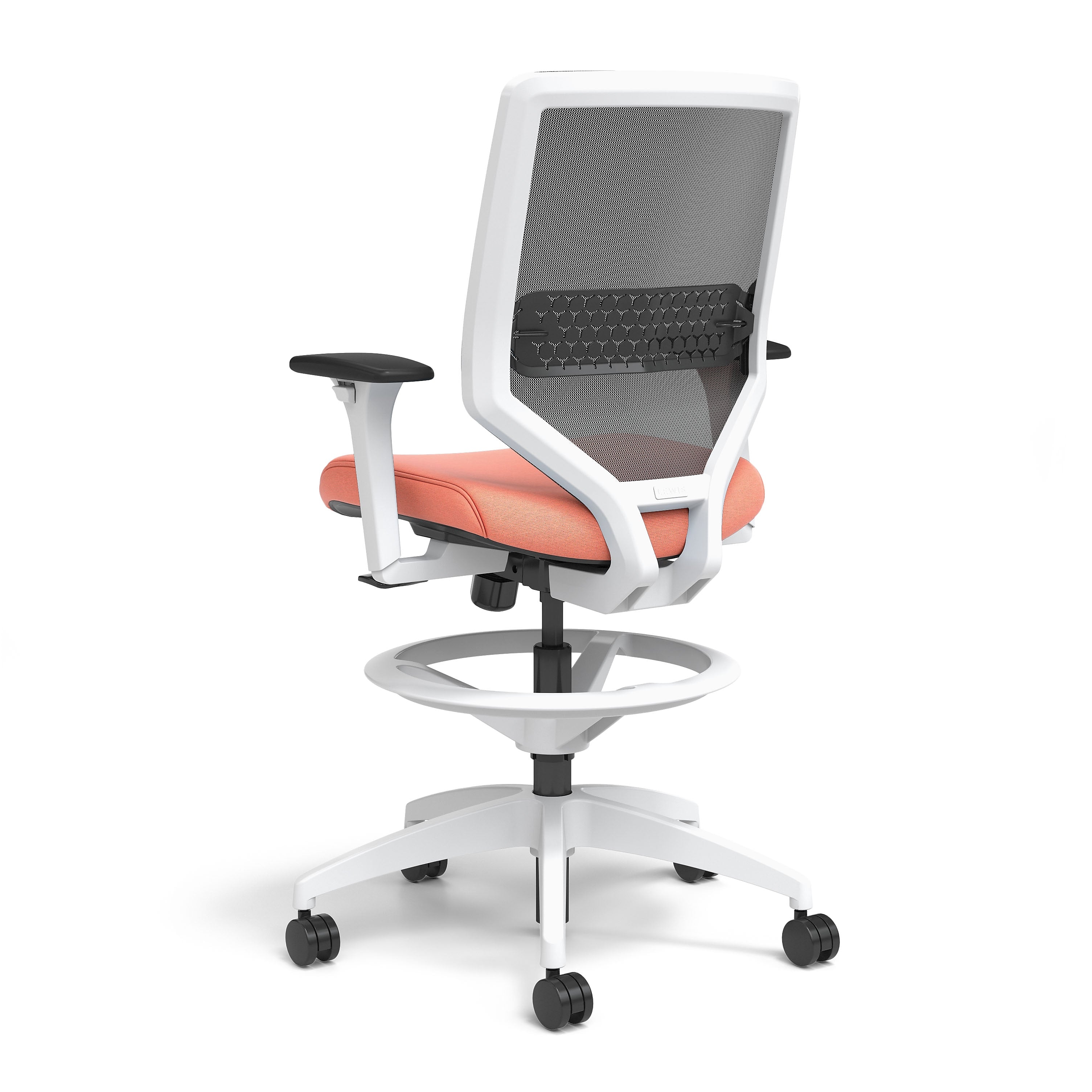 Union & Scale™ Lewis Mesh Back Computer and Desk Stool, Tool-Less Assembly, Salmon