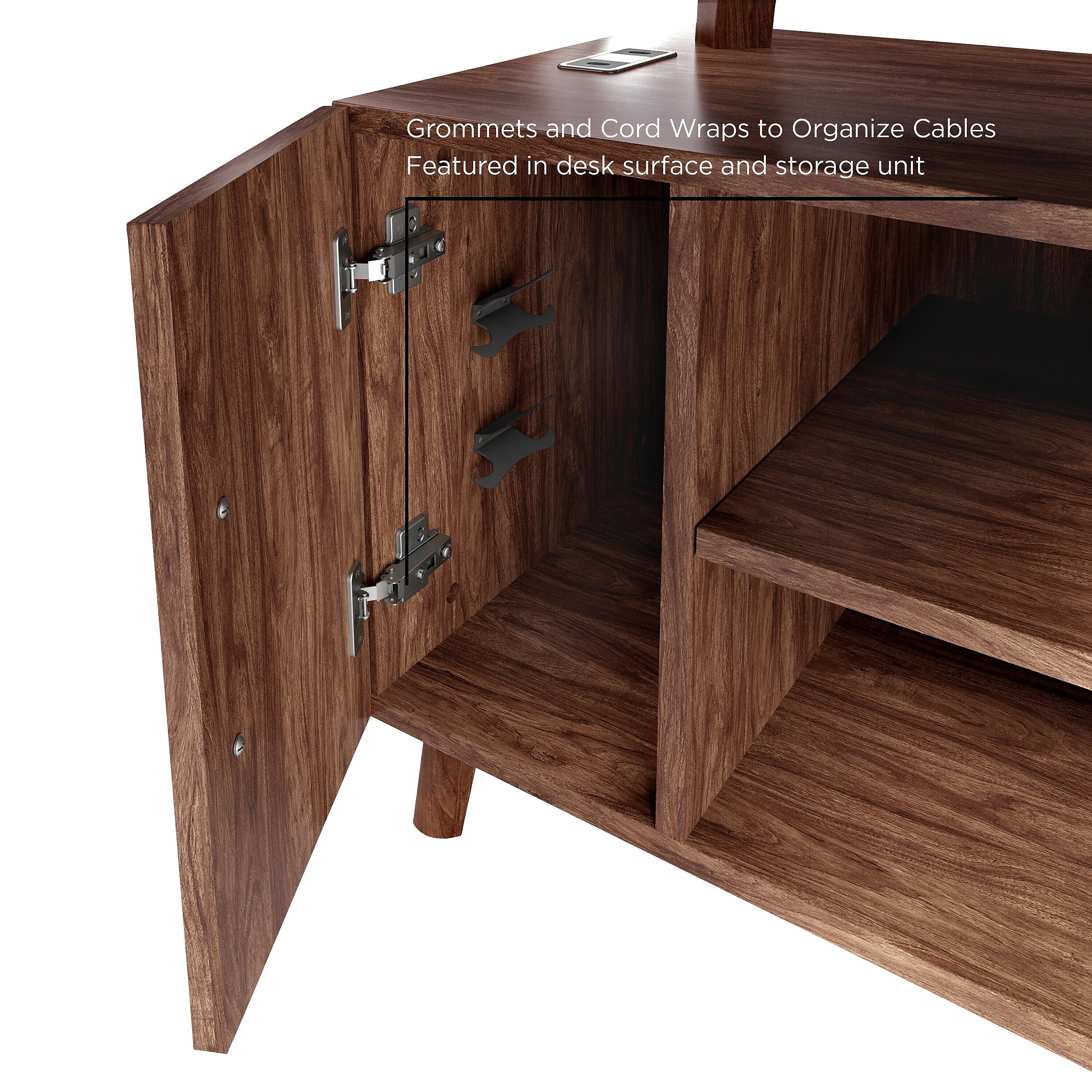 Union & Scale™ MidMod 60"W Computer and Writing Storage Desk, Espresso