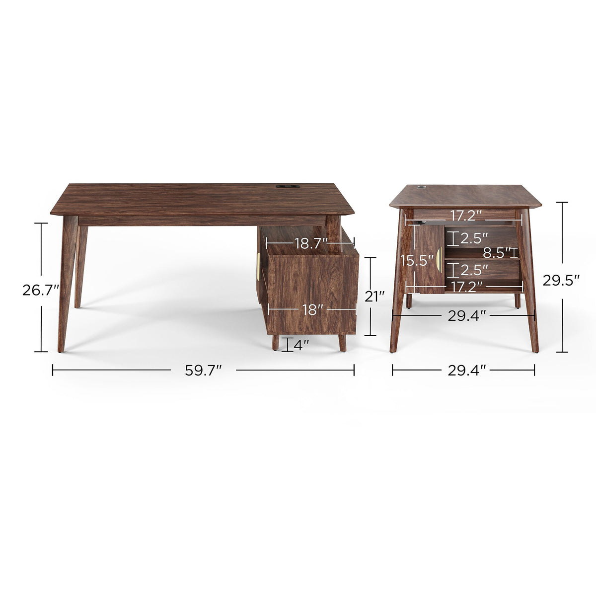 Union & Scale™ MidMod 60"W Computer and Writing Storage Desk, Espresso