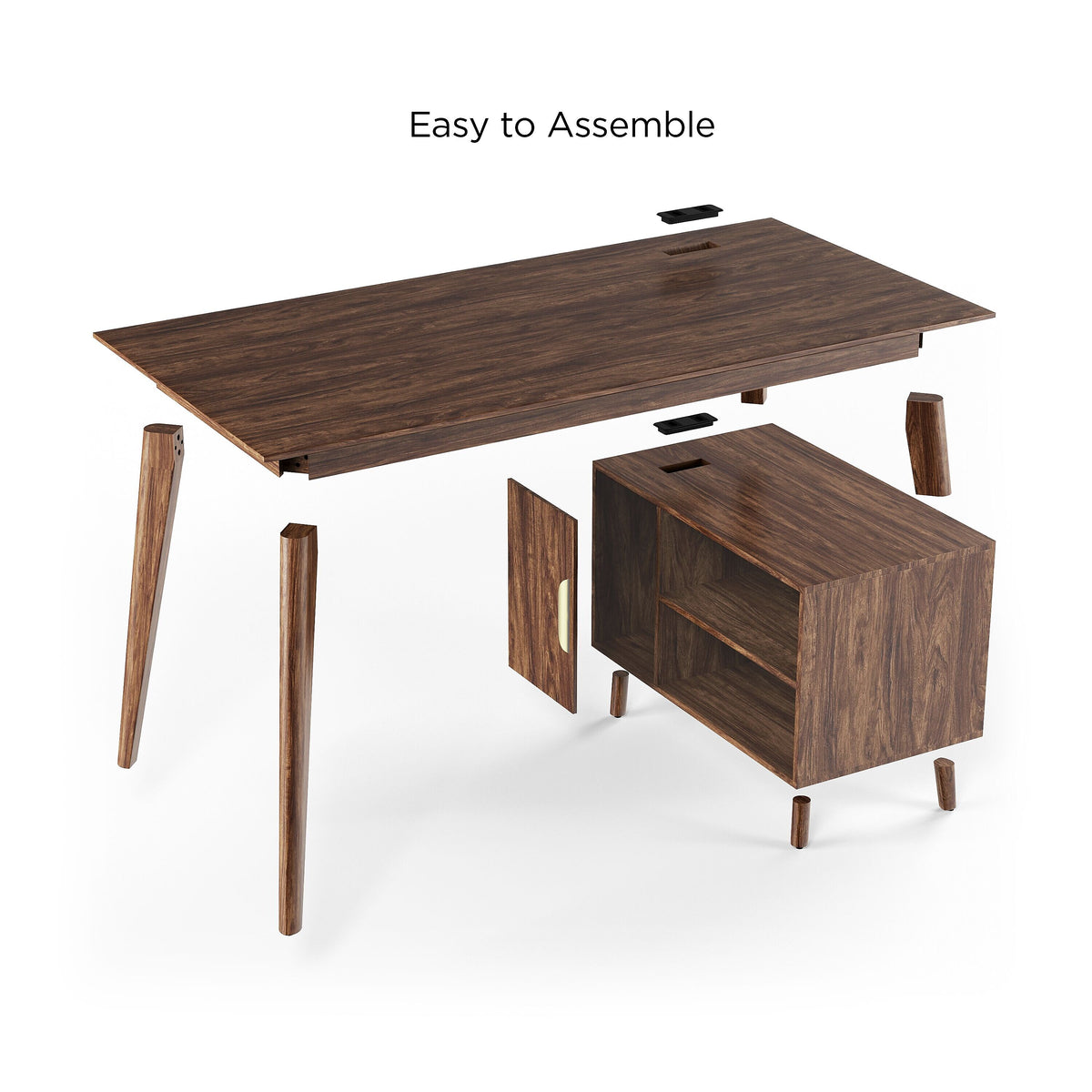 Union & Scale™ MidMod 60"W Computer and Writing Storage Desk, Espresso