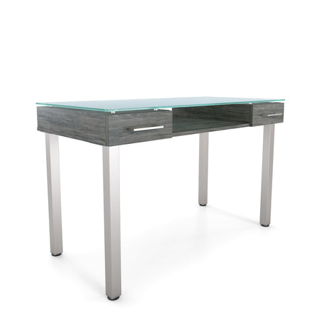 Union & Scale™ Prestige 47"W Glass Computer and Writing Desk, Gray