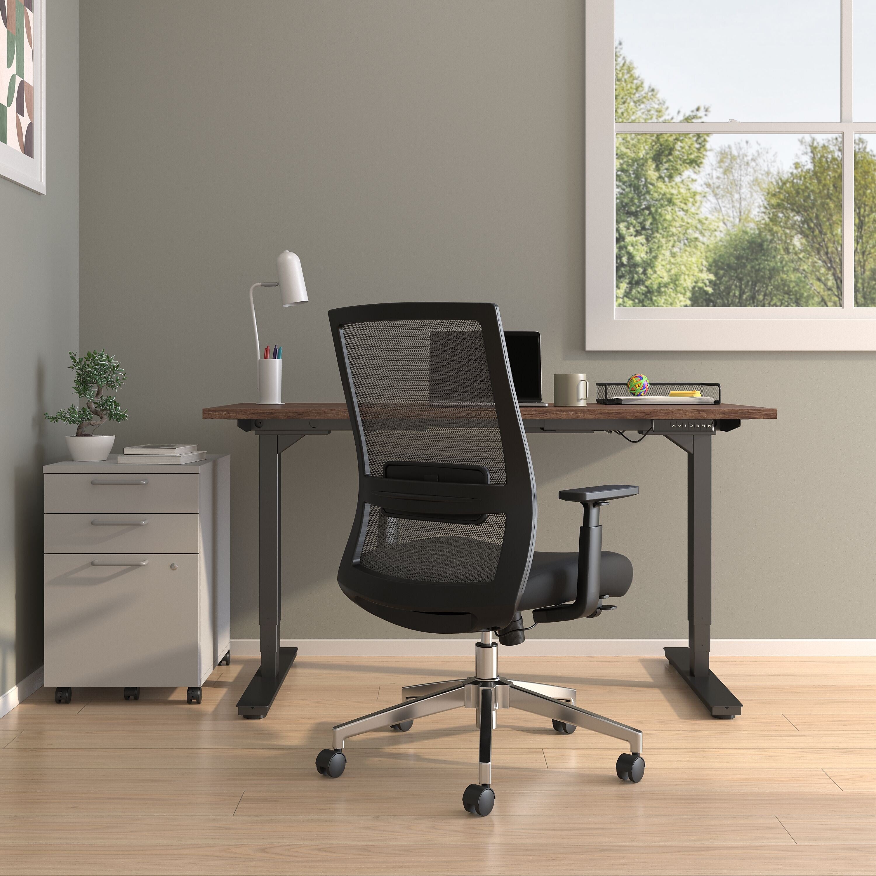 Union & Scale Prestige Marrett Ergonomic Fabric Swivel Task Chair, Black