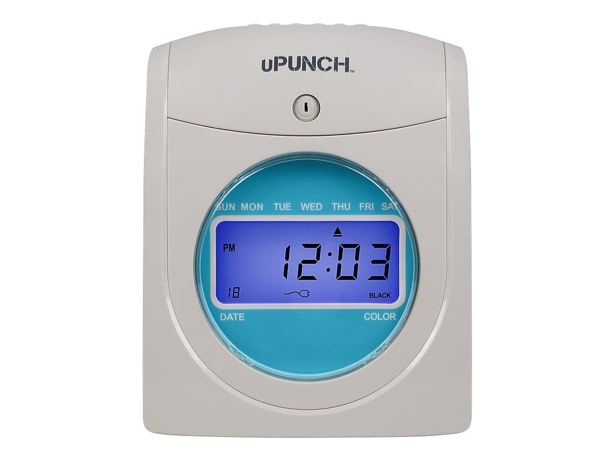uPunch Auto-Align Digital Time Clock Bundle, White