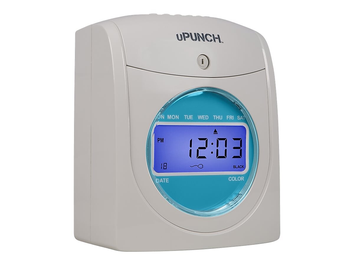 uPunch Auto-Align Digital Time Clock Bundle, White