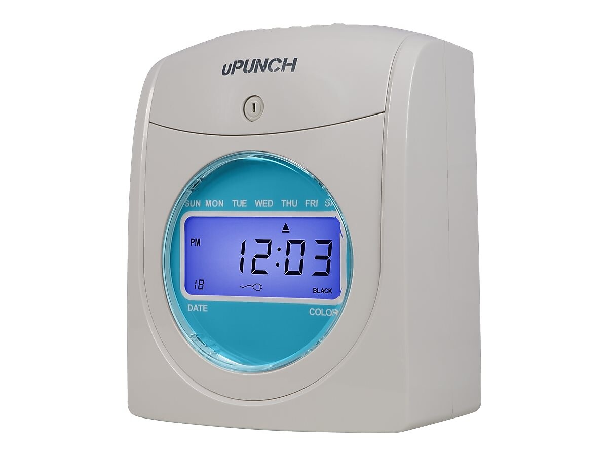 uPunch Auto-Align Digital Time Clock Bundle, White
