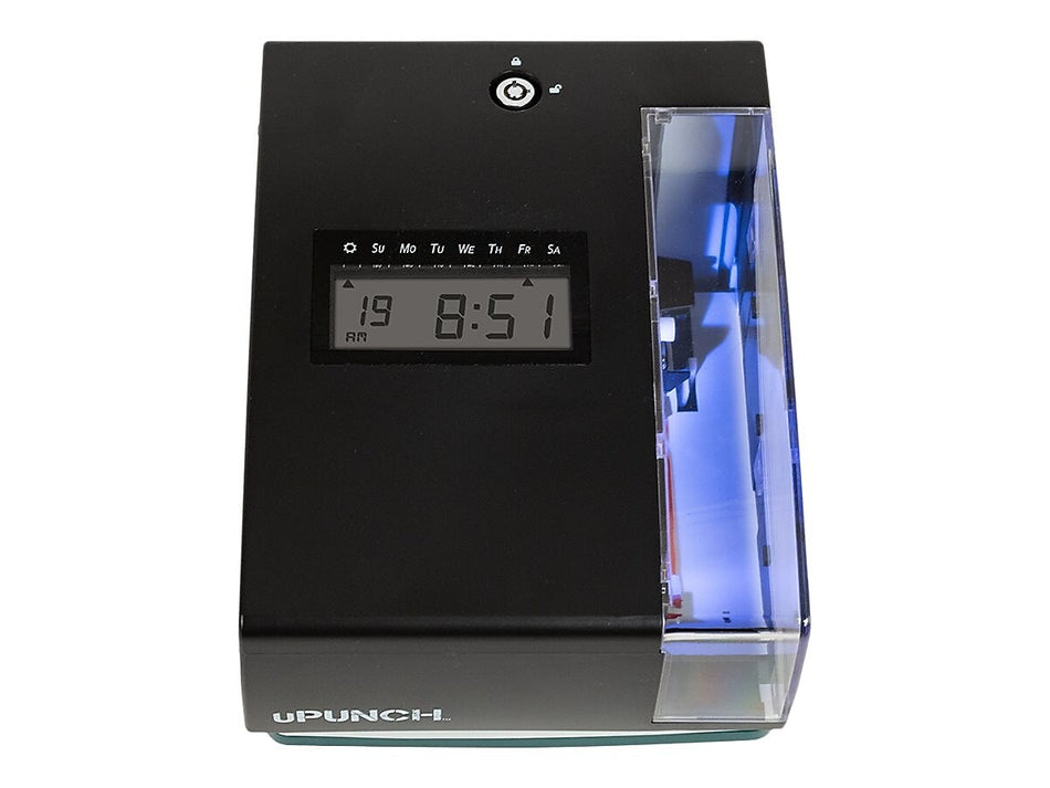 uPunch Digital Time Clock & Date Stamp Punch Card System, Black