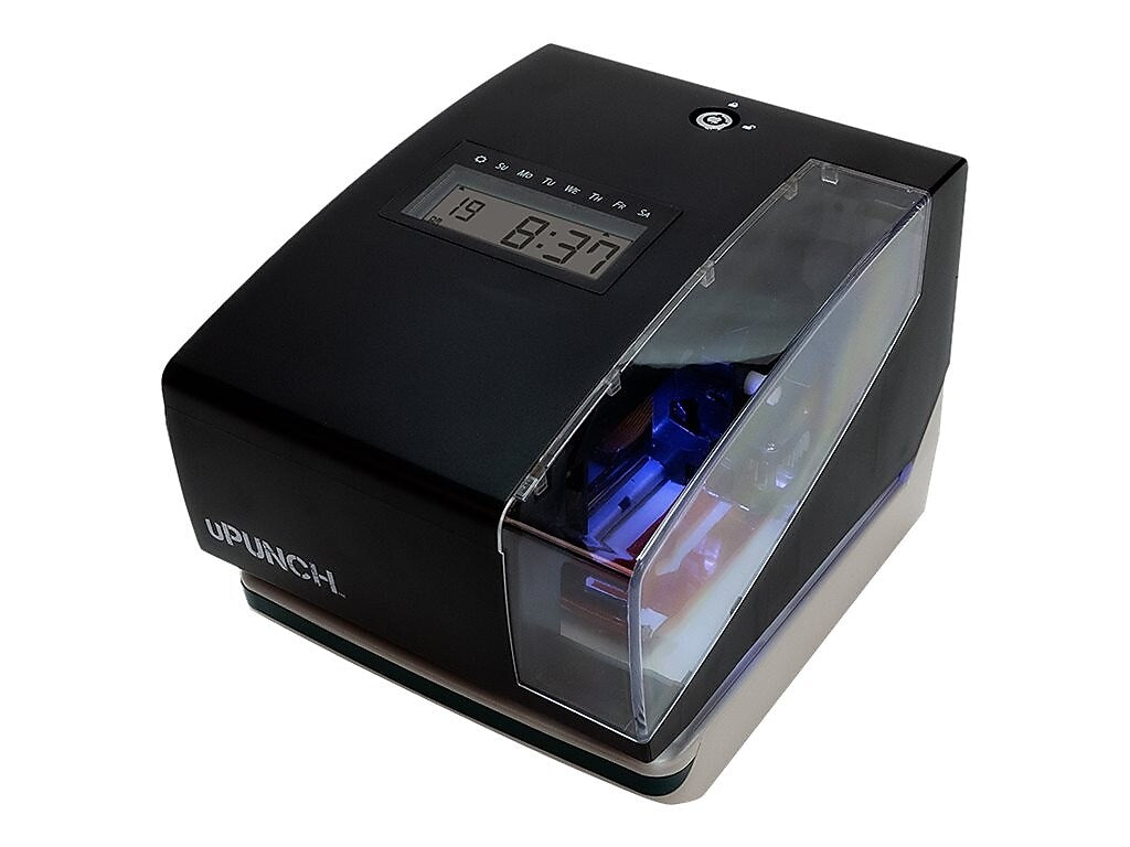 uPunch Digital Time Clock & Date Stamp Punch Card System, Black