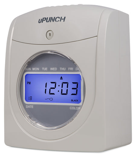 uPunch Electronic Calculating Bundle Punch Card Time Clock System, Gray/Beige