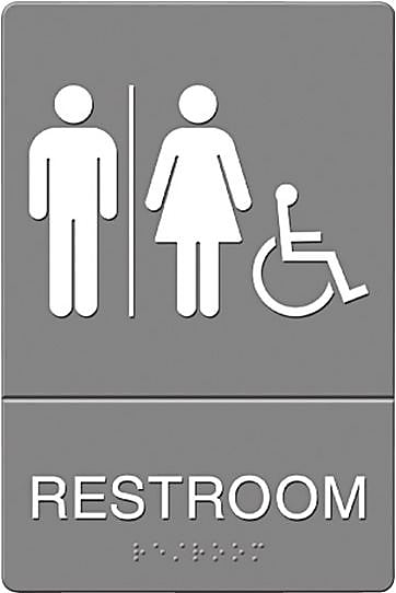 U.S. Stamp & Sign Headline ADA "RESTROOM" Sign, 6" x 9"